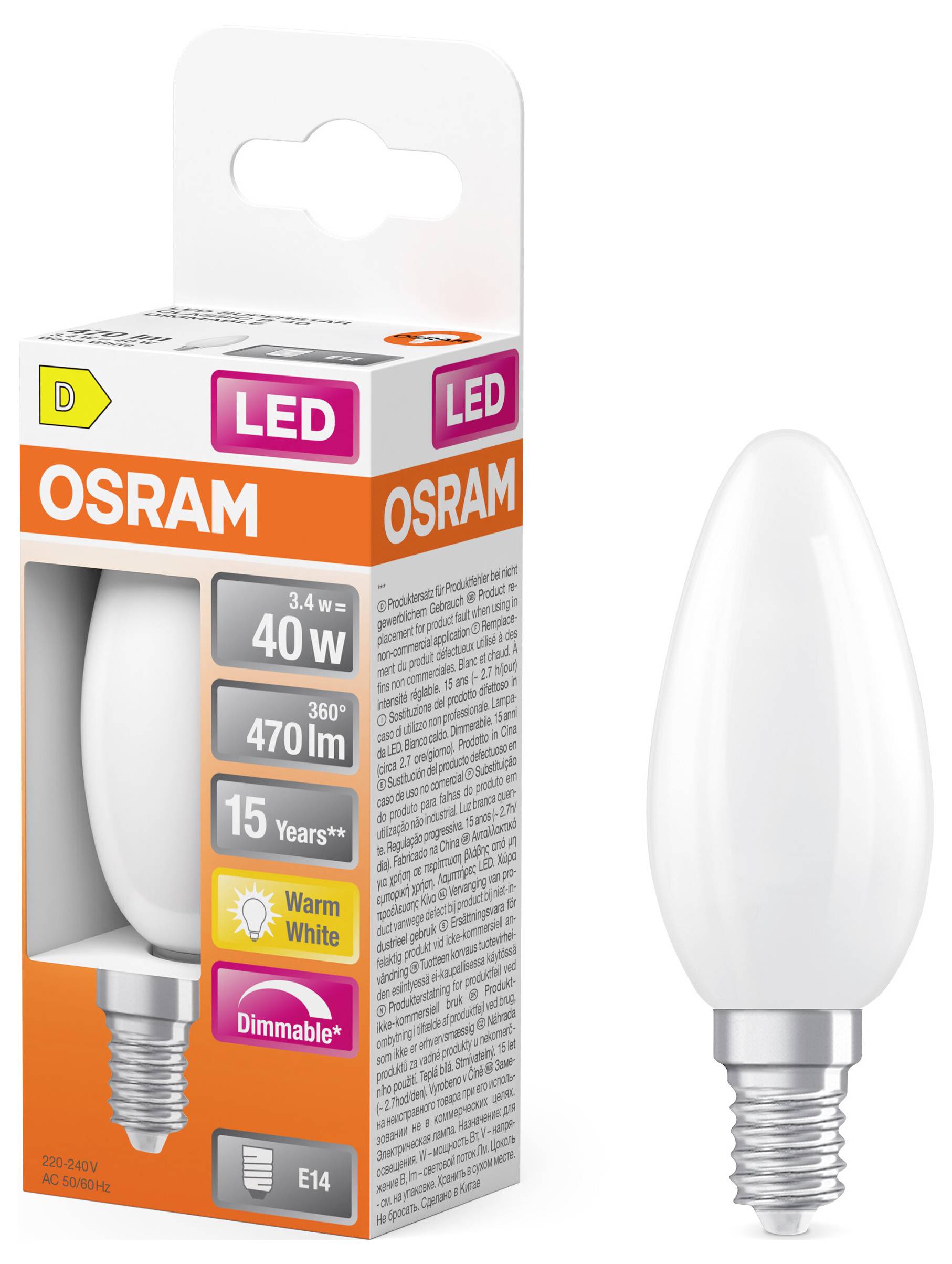 OSRAM HOMELIGHTING 4099854445736 LED EEK D (A - G) E14 3.4W Warmweiß (Ø x H) 35.00mm x 35.00mm 1St.