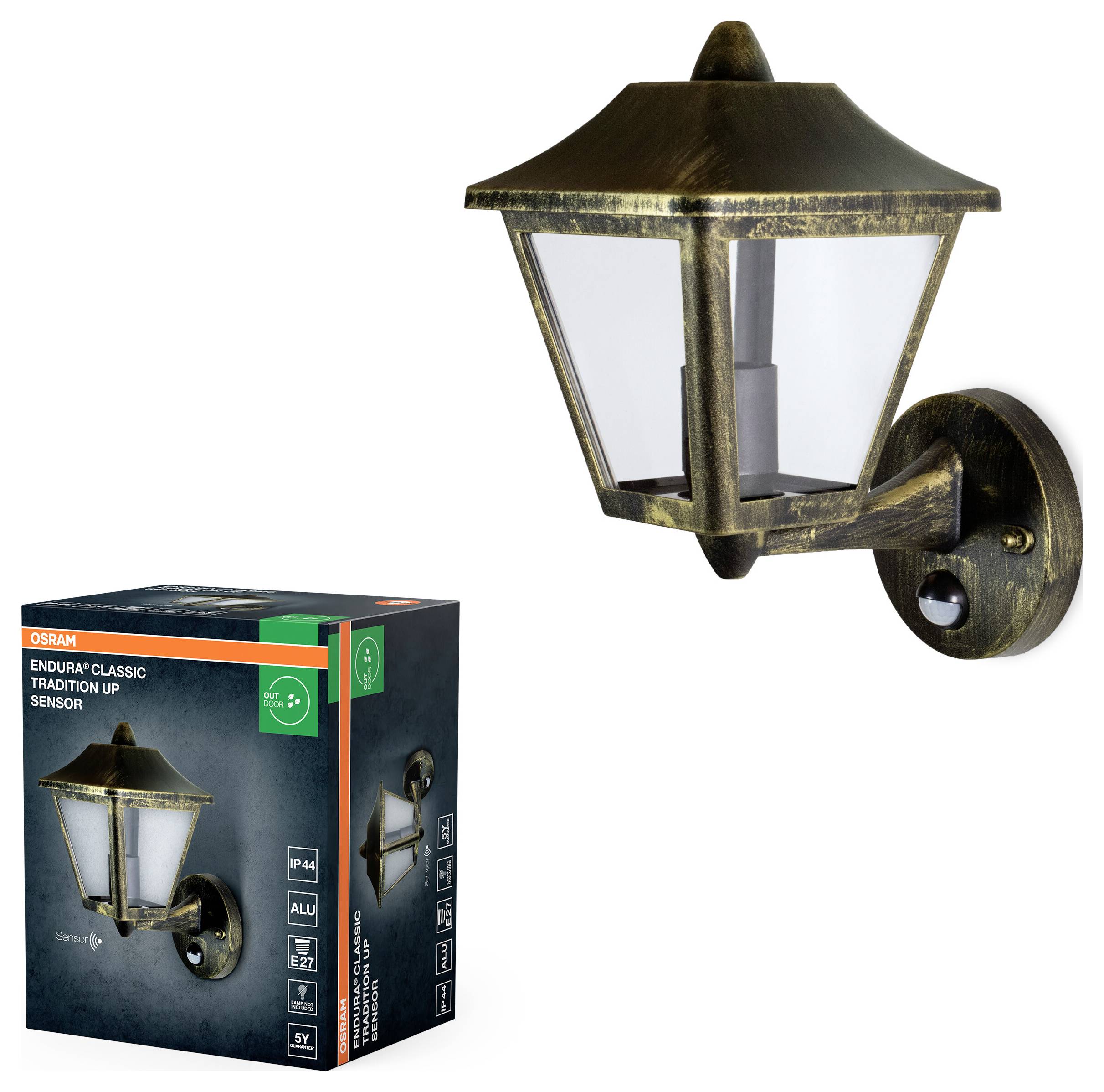 OSRAM HOMELIGHTING ENDURA Classic Tradition Up Sensor E27 Gold 4099854452437 LED-Außenwandleuchte
