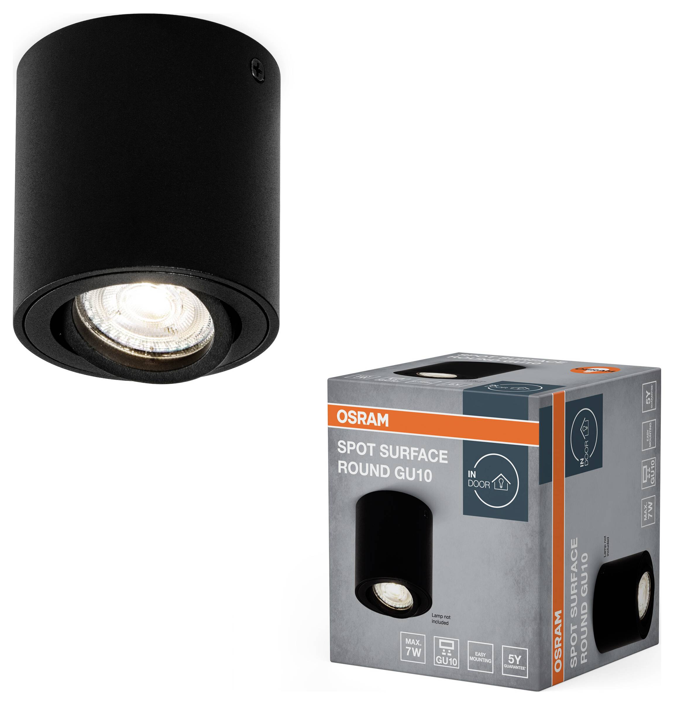 OSRAM HOMELIGHTING Spot Surface Round GU10 Black 4099854445965 LED-Außenwandleuchte GU10 Schwarz