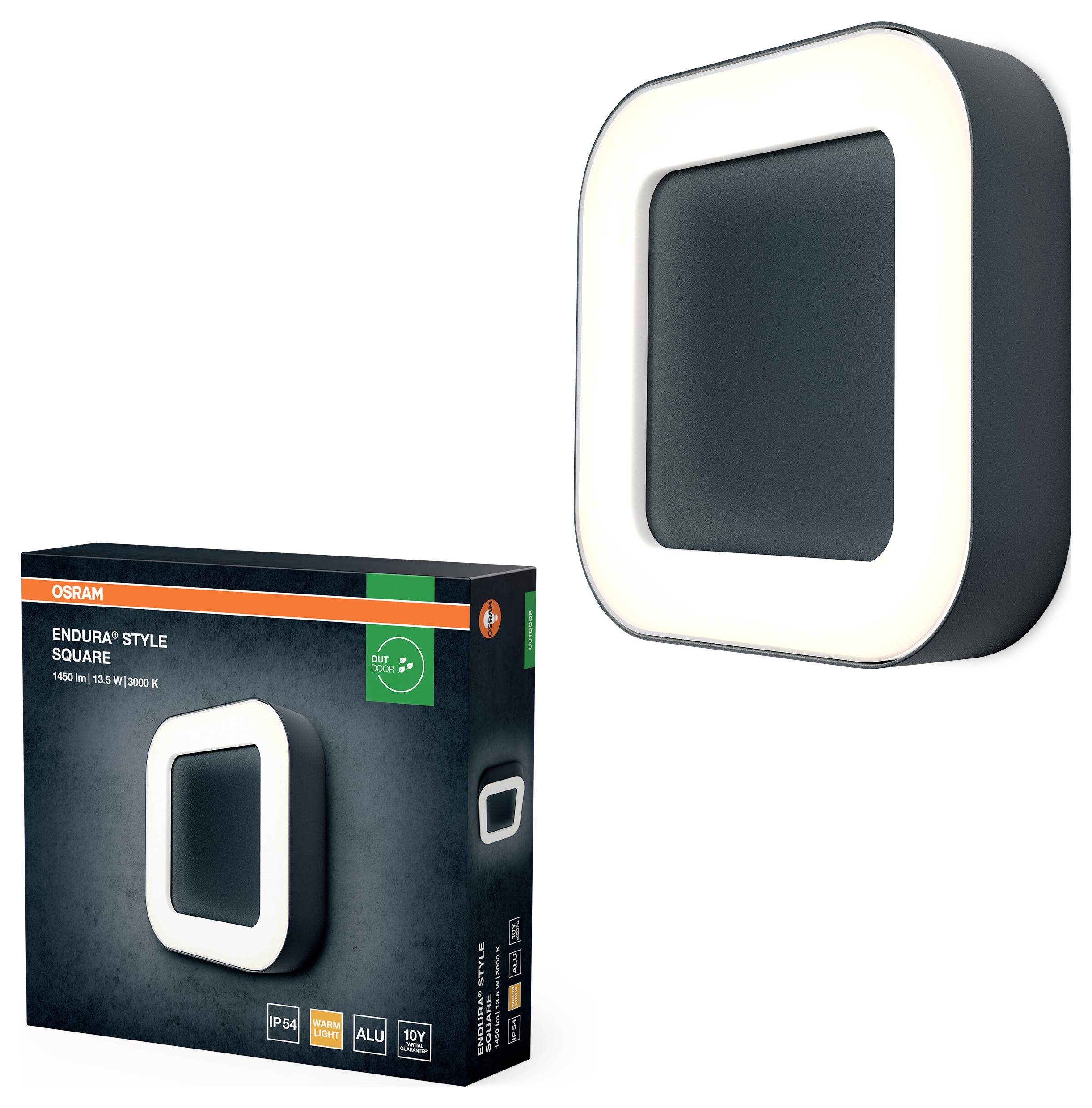 OSRAM HOMELIGHTING ENDURA Style Square 13.5W Dark Gray 4099854461958 LED-Außenwandleuchte