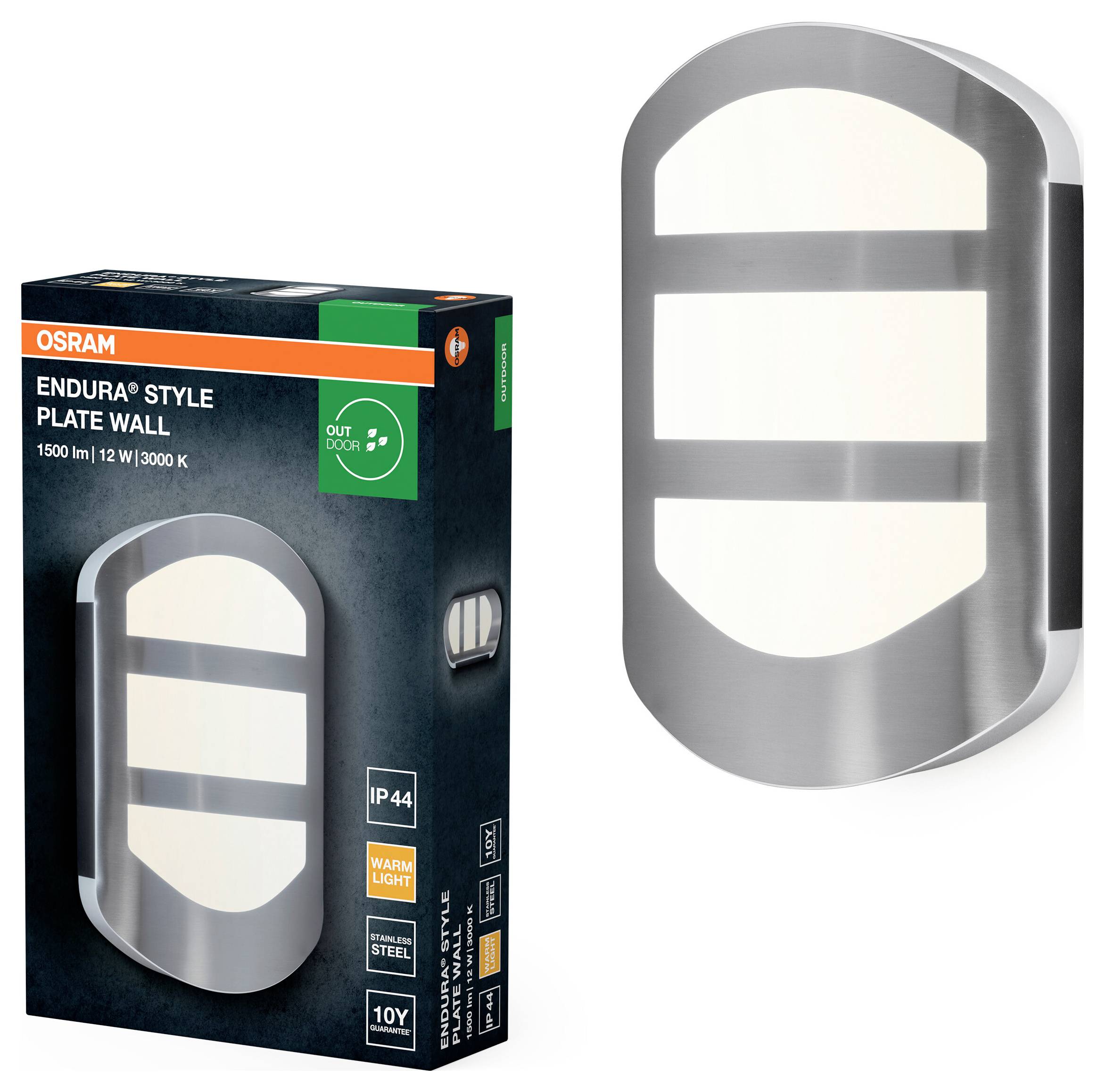 OSRAM HOMELIGHTING ENDURA Style Plate Wall 12W Stainless Steel 4099854461576 LED-Außenwandleuchte