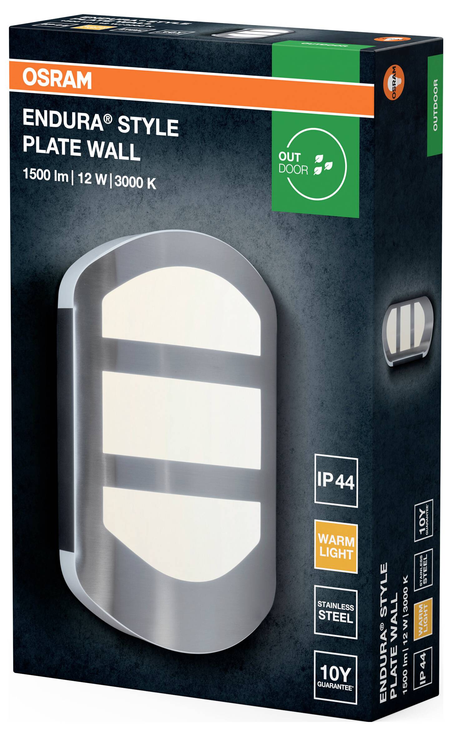 OSRAM HOMELIGHTING ENDURA Style Plate Wall 12W Stainless Steel 4099854461576 LED-Außenwandleuchte