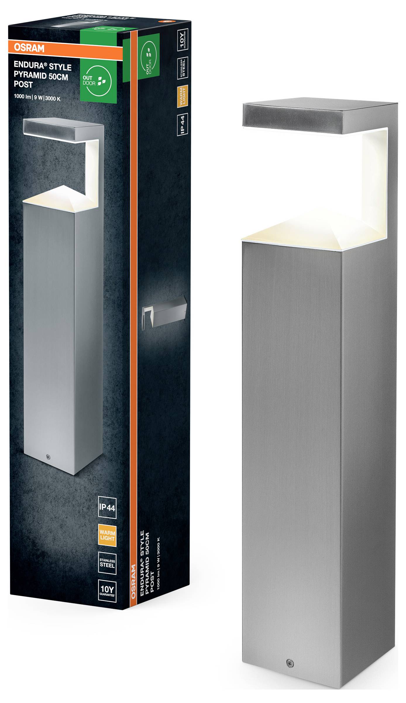 OSRAM HOMELIGHTING ENDURA Style Pyramid 50cm Post 9W 4099854461743 LED-Außenwandleuchte