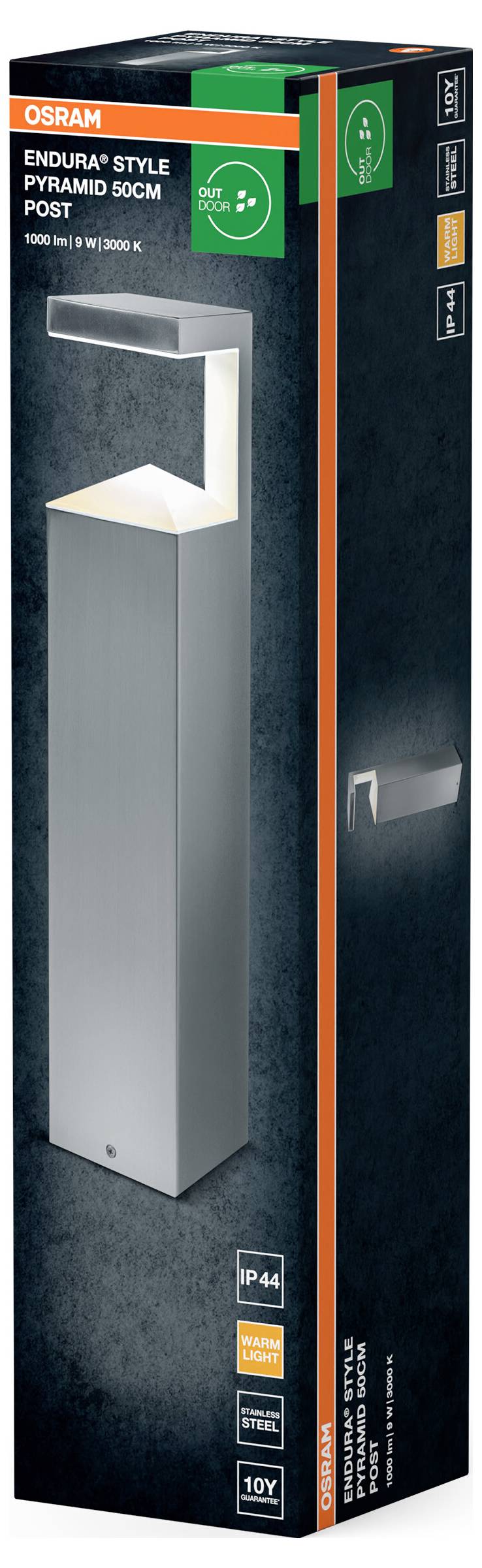 OSRAM HOMELIGHTING ENDURA Style Pyramid 50cm Post 9W 4099854461743 LED-Außenwandleuchte