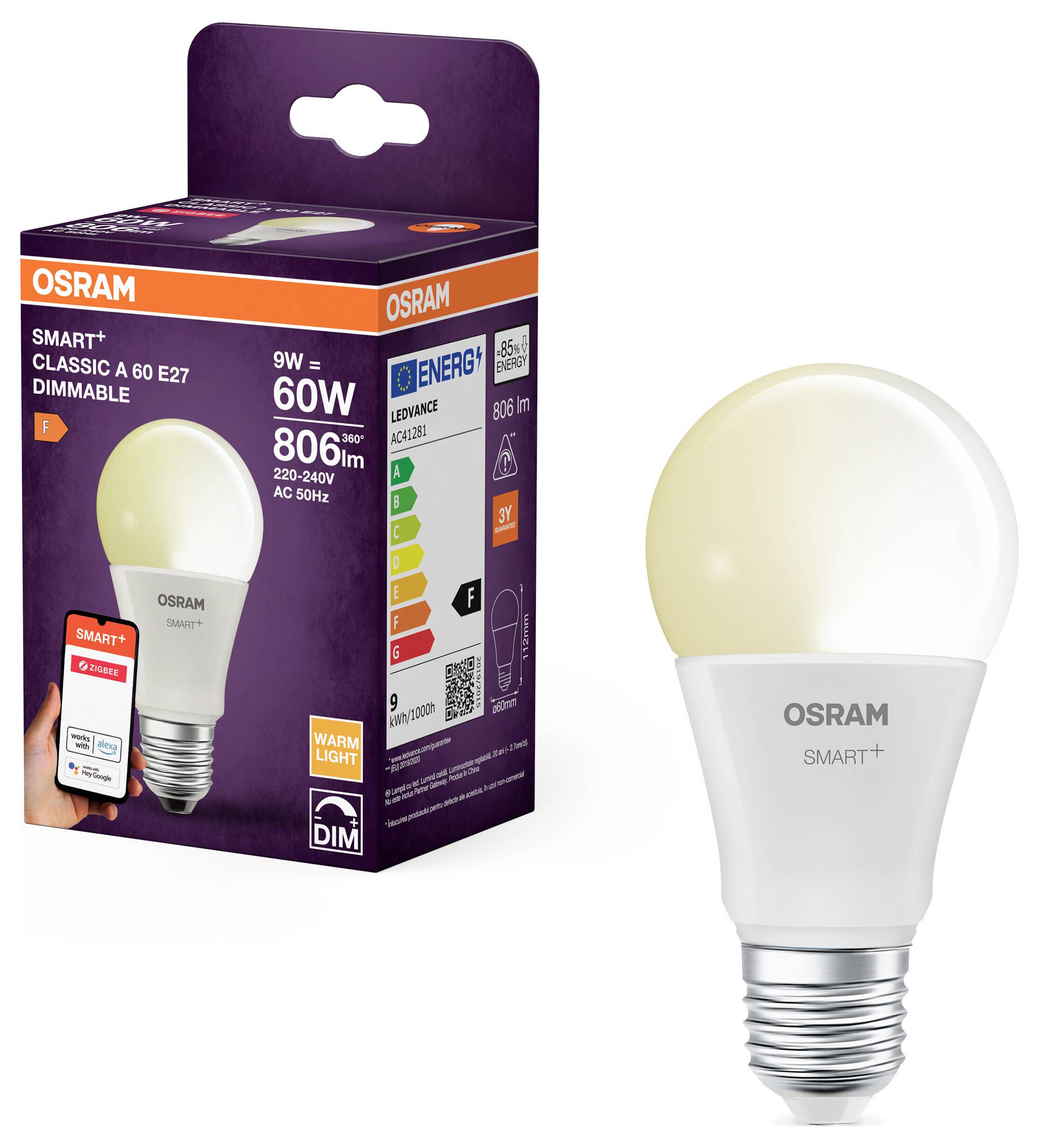 OSRAM HOMELIGHTING 4099854460319 LED EEK F (A - G) E27 9W (Ø x H) 60.00mm x 60.00mm 1St.