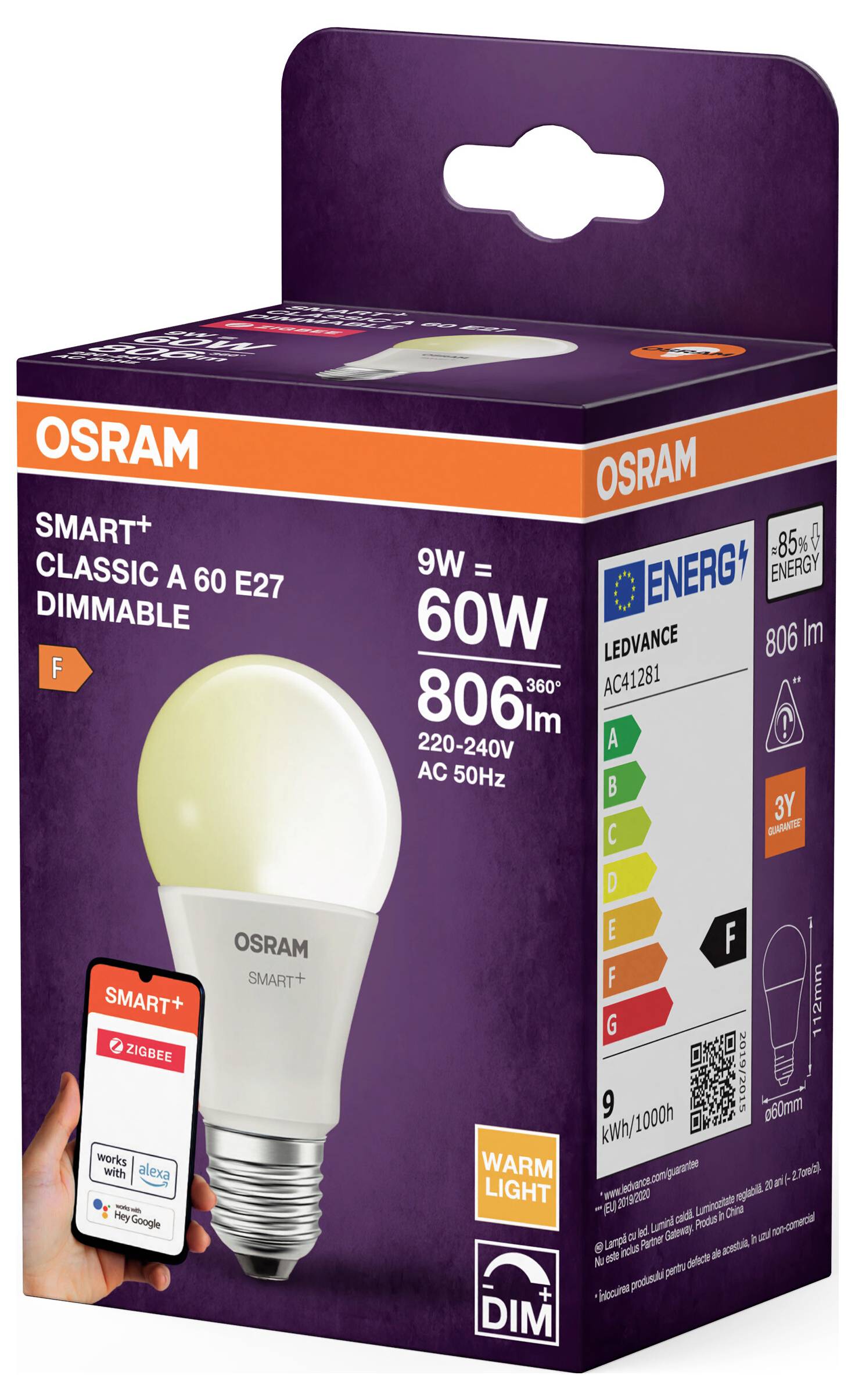 OSRAM HOMELIGHTING 4099854460319 LED EEK F (A - G) E27 9W (Ø x H) 60.00mm x 60.00mm 1St.