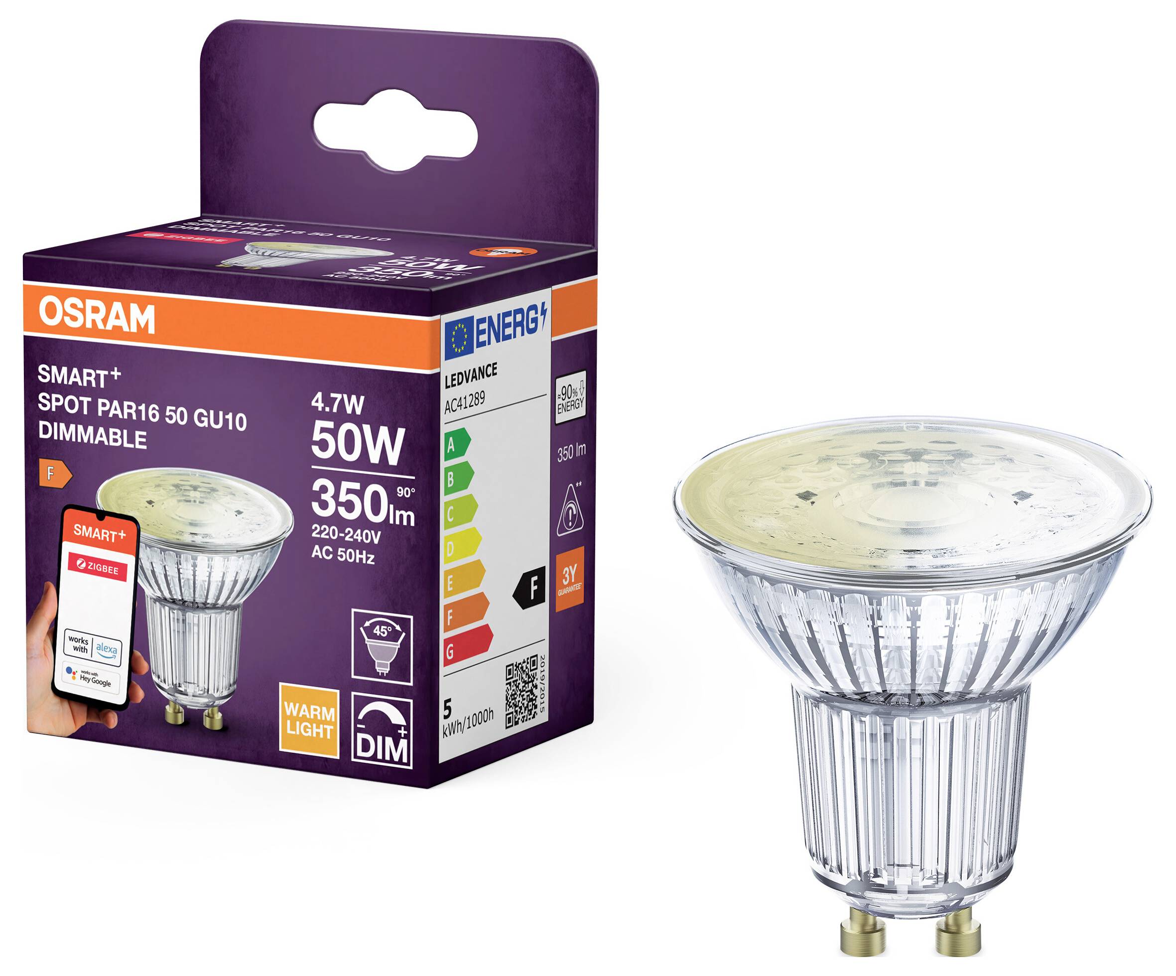OSRAM HOMELIGHTING 4099854461804 LED EEK F (A - G) GU10 4.7W (Ø x H) 50.00mm x 50.00mm 1St.