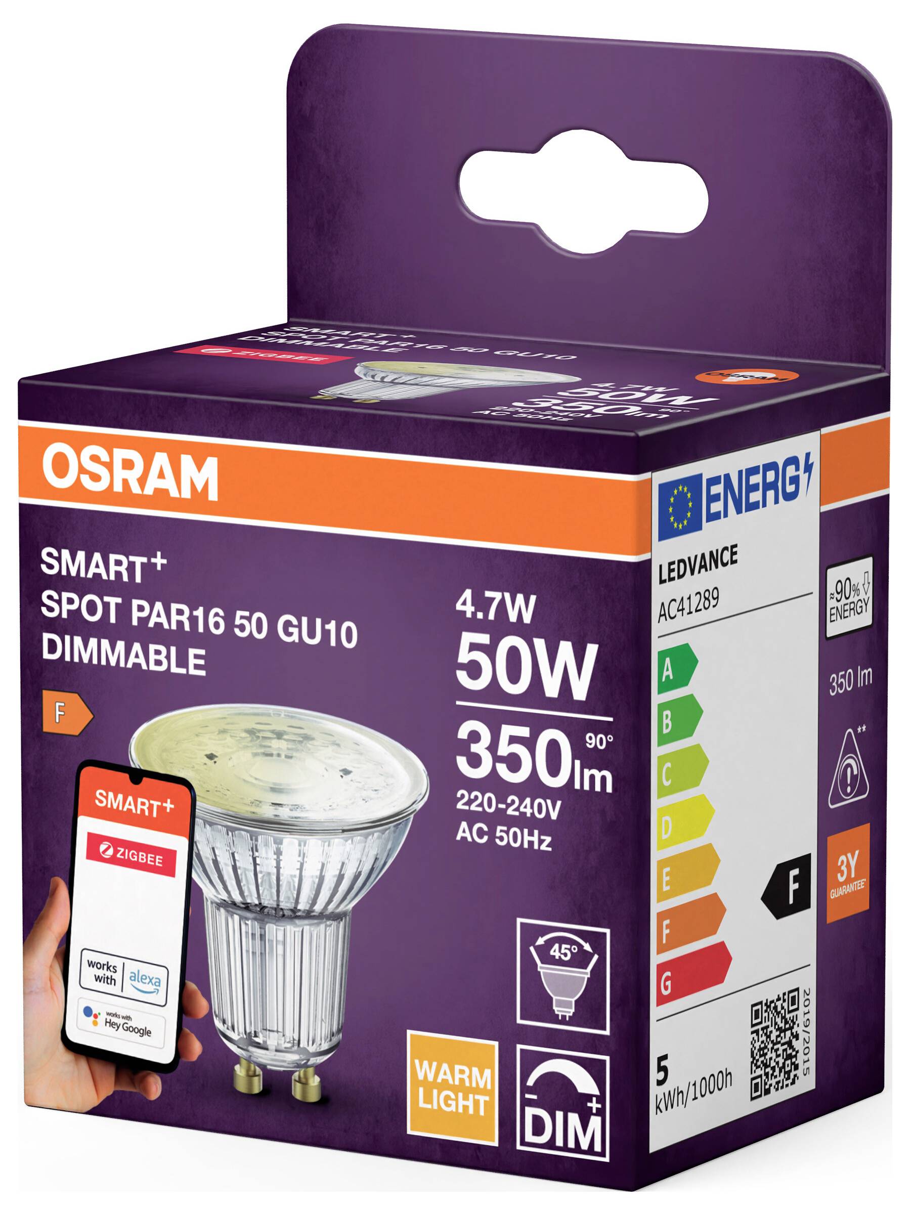 OSRAM HOMELIGHTING 4099854461804 LED EEK F (A - G) GU10 4.7W (Ø x H) 50.00mm x 50.00mm 1St.