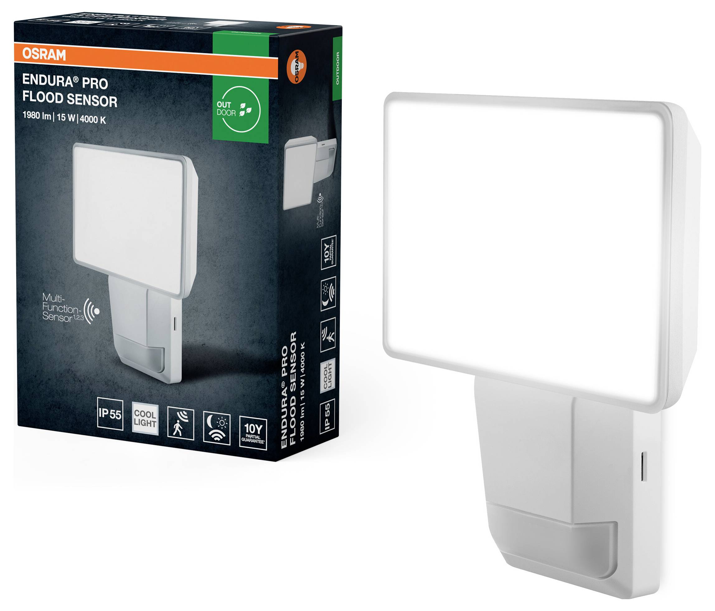 OSRAM HOMELIGHTING ENDURA PRO Flood Sensor 15W 4000K IP55 White 4099854451720 LED-Außenwandleuchte