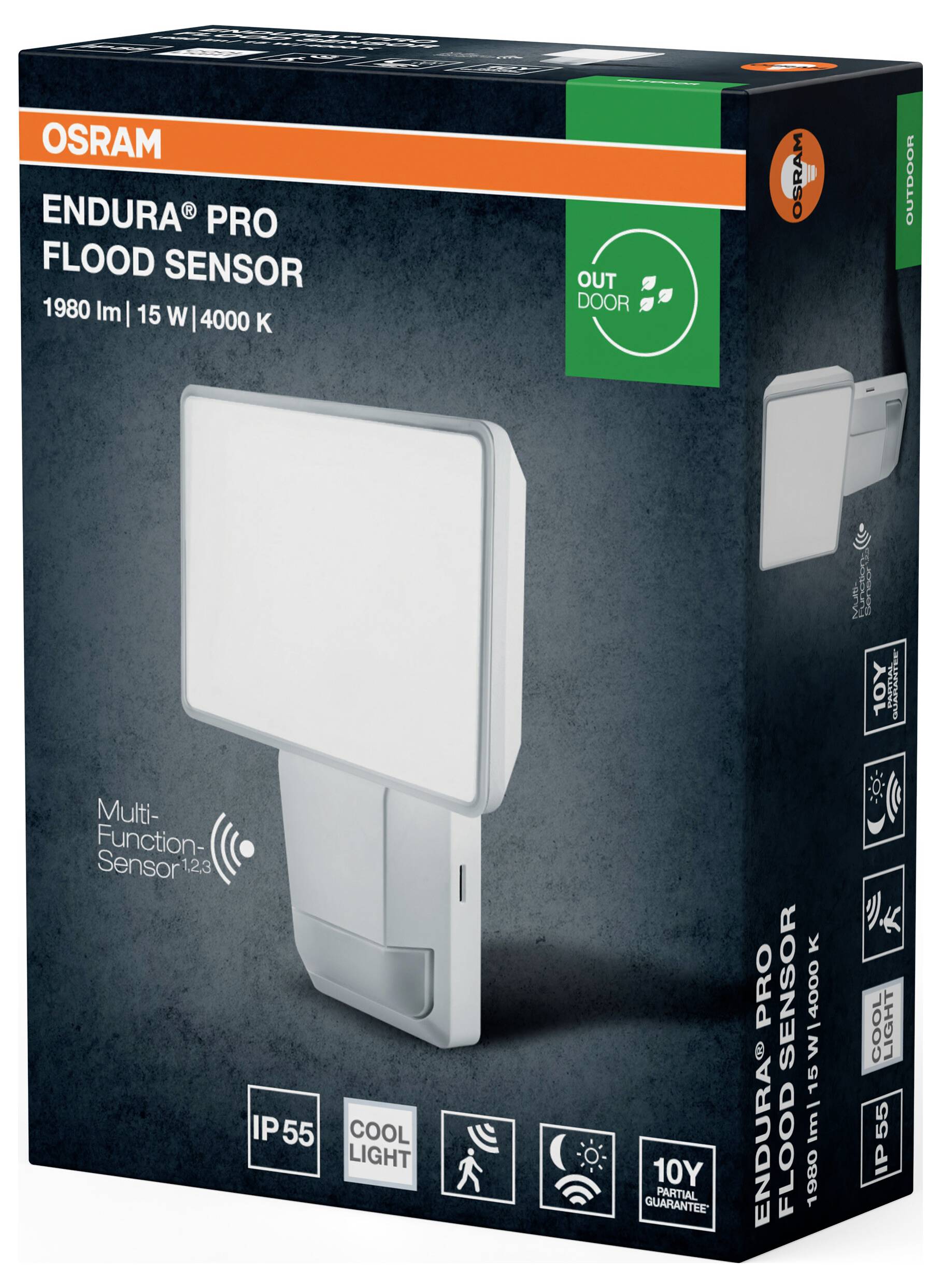 OSRAM HOMELIGHTING ENDURA PRO Flood Sensor 15W 4000K IP55 White 4099854451720 LED-Außenwandleuchte