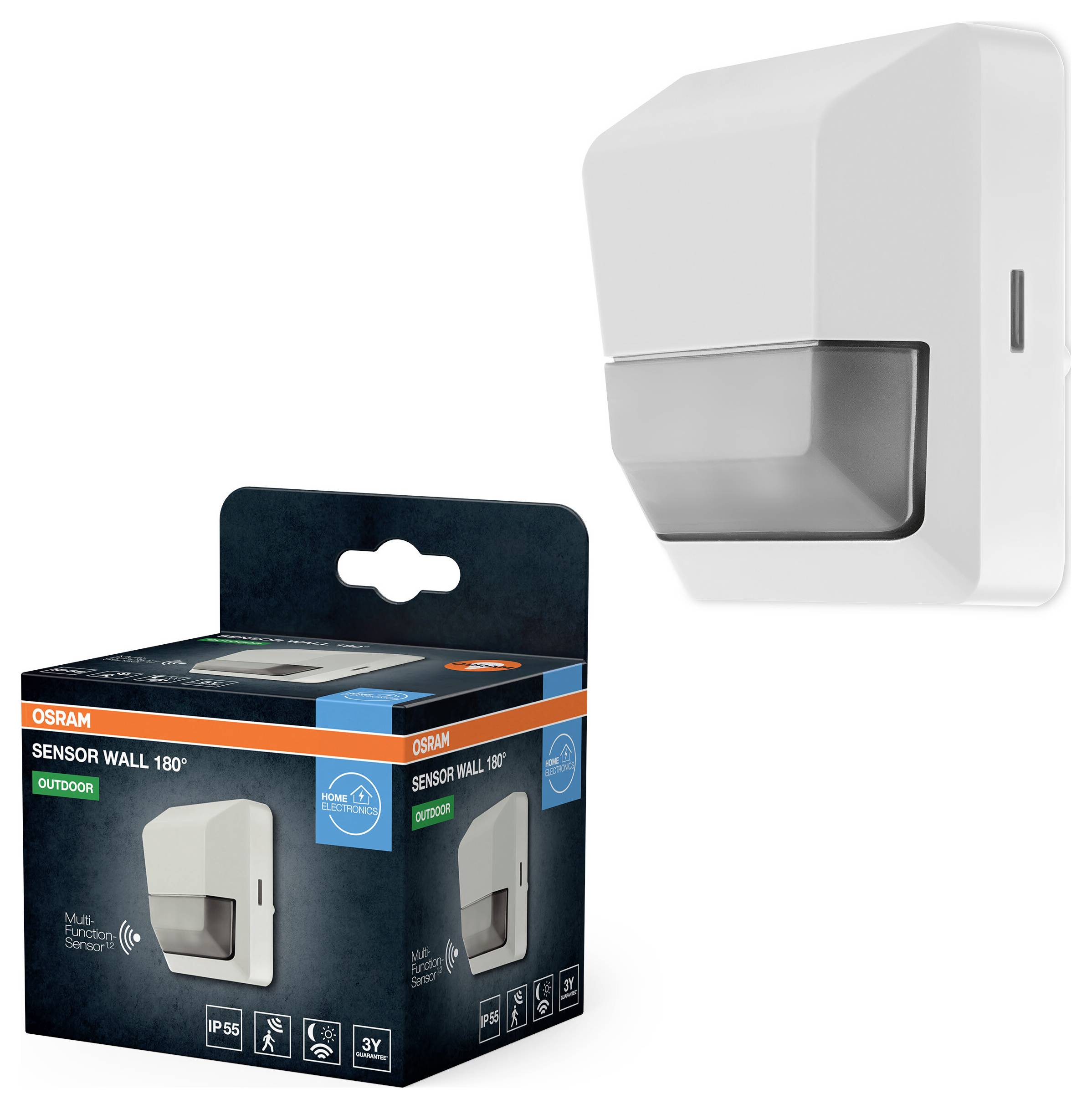 OSRAM HOMELIGHTING SENSOR WALL 180DEG IP55 WT 4099854454240 LED-Außenwandleuchte