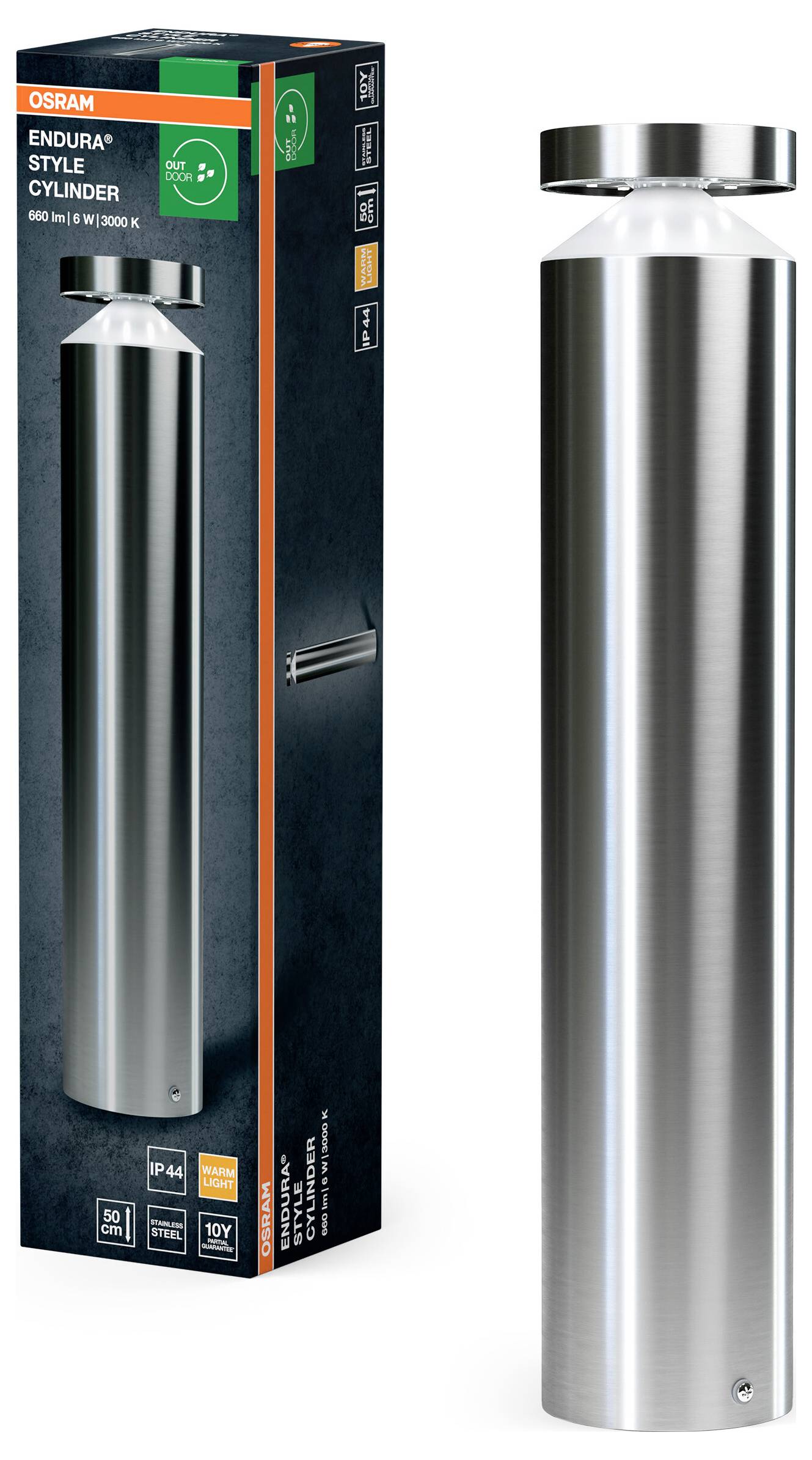 OSRAM HOMELIGHTING ENDURA Style Cylinder 50cm 6W 4099854453106 LED-Außenwandleuchte 6.00W Steel