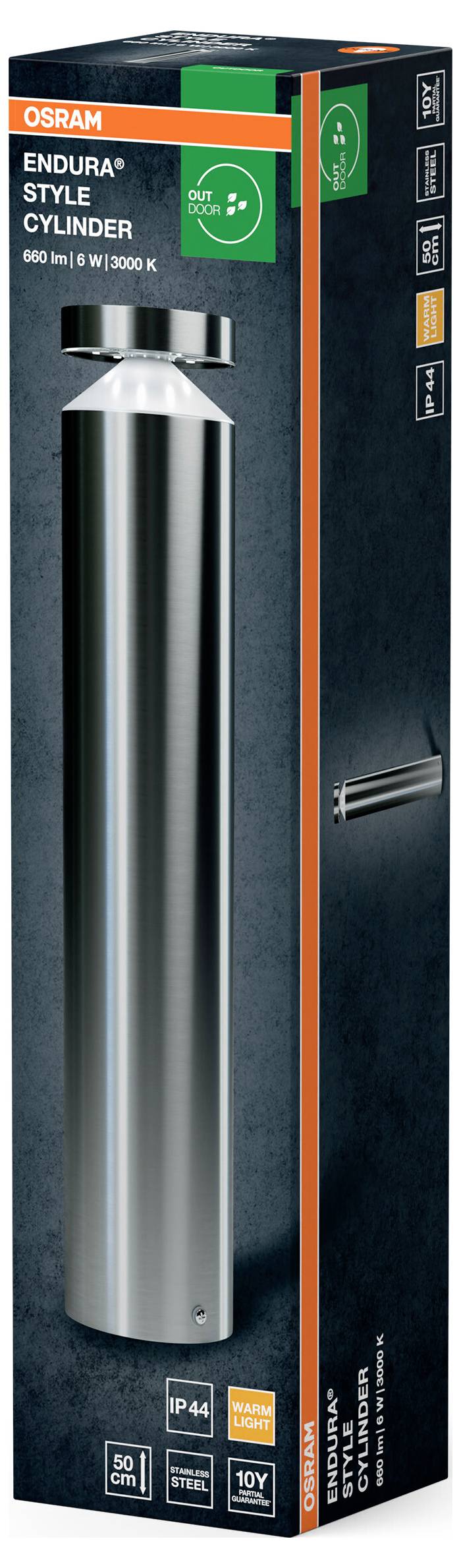 OSRAM HOMELIGHTING ENDURA Style Cylinder 50cm 6W 4099854453106 LED-Außenwandleuchte 6.00W Steel