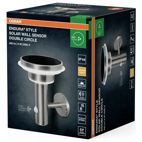 OSRAM HOMELIGHTING ENDURA Style Solar Wall Sensor Double Circle 6W Stainless Steel 4099854455384 LE OSRAM HOMELIGHTING ENDURA Style Solar Wall Sensor Double Circle 6W Stainless Steel 4099854455384 LE