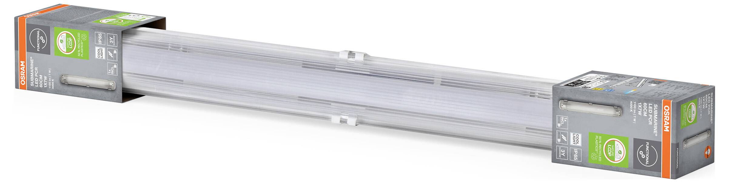 OSRAM HOMELIGHTING Submarine Recycled Plastic 60 1 X 7W 840 G13 T8 LED-Feuchtraumleuchte