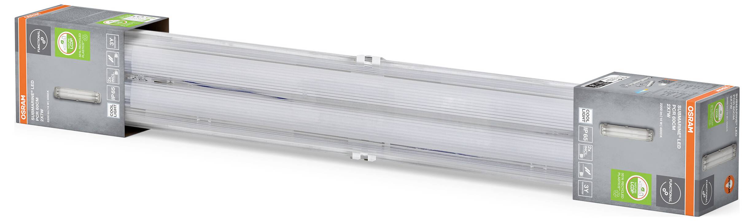 OSRAM HOMELIGHTING Submarine Recycled Plastic 60 2 X 7W 840 G13 T8 LED-Feuchtraumleuchte