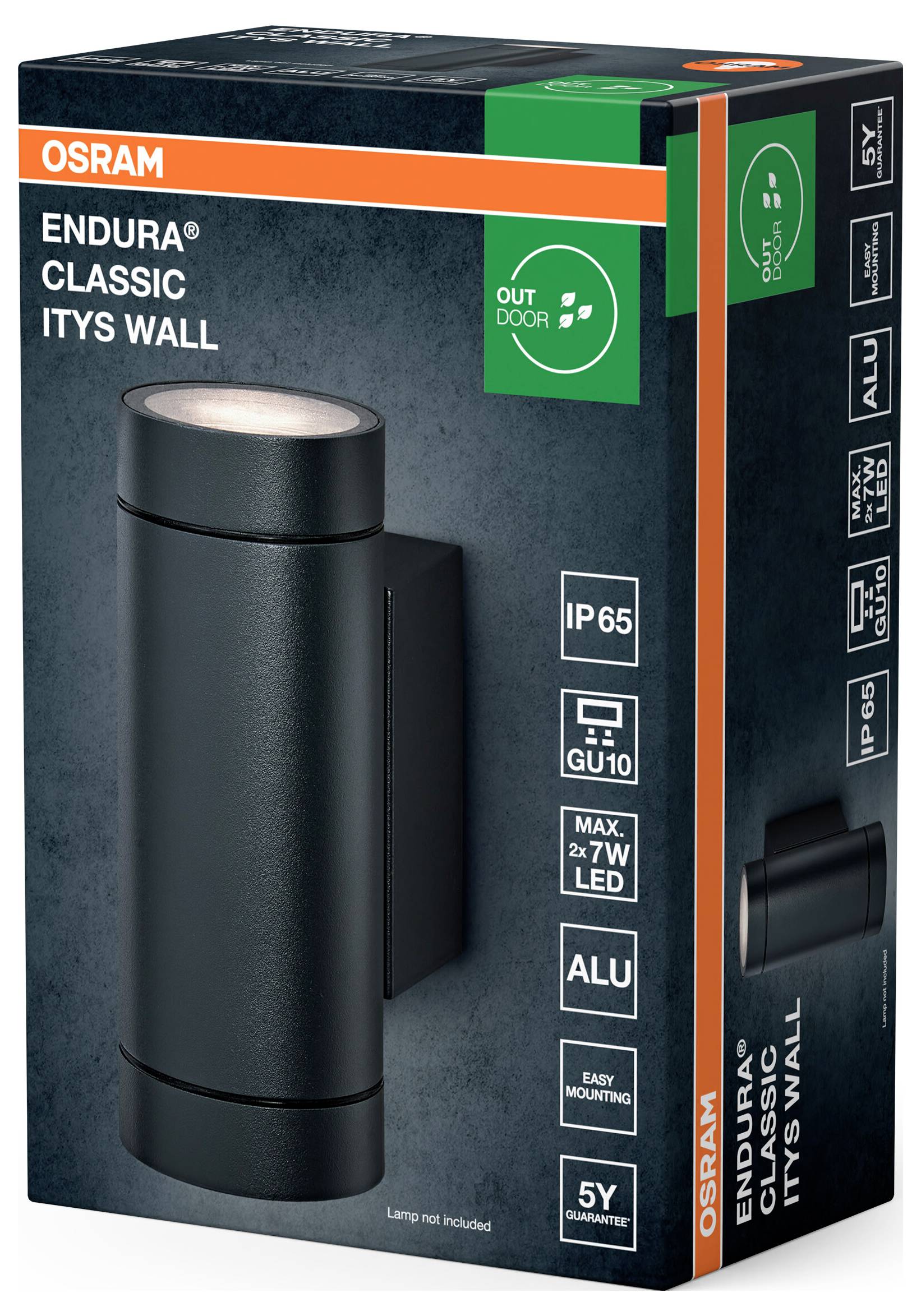 OSRAM HOMELIGHTING Endura Classic GU10 IP65 Itys Wall Dark Gray 4099854447341 LED-Außenwandleuchte