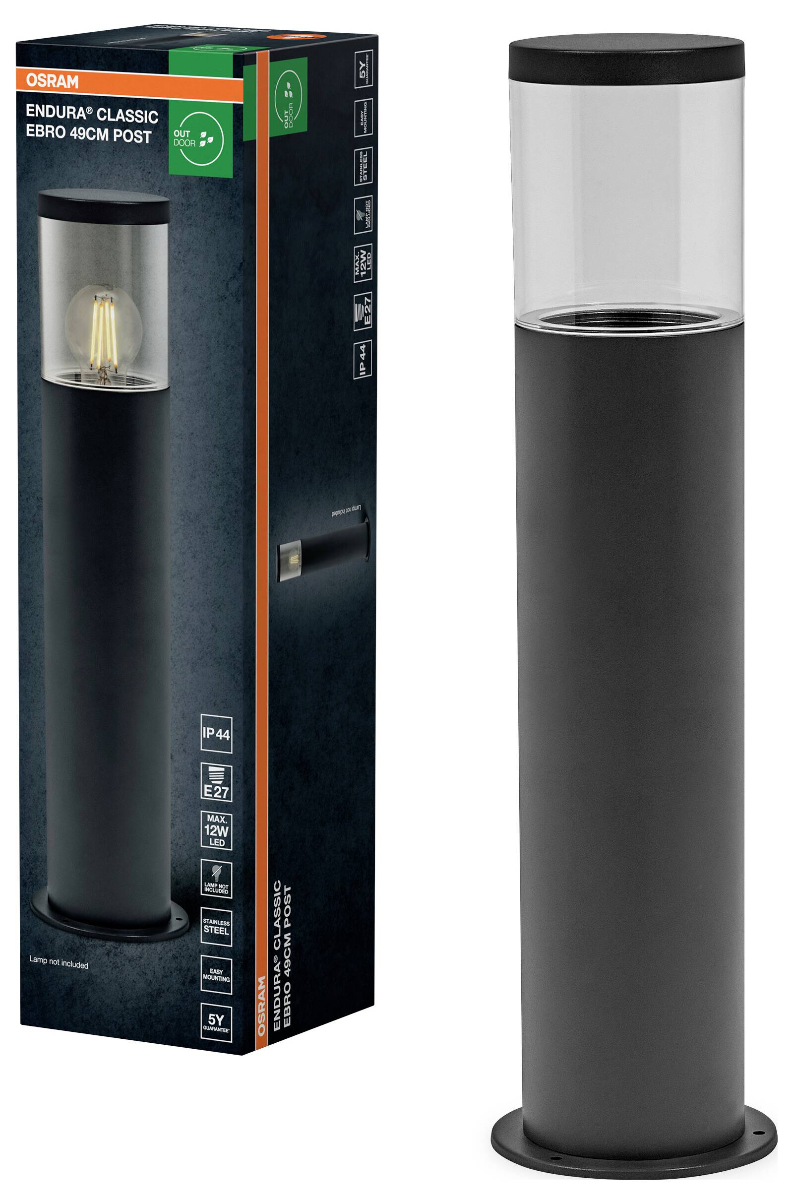 OSRAM HOMELIGHTING Endura Classic Ebro 49cm E27 Dark Gray 4099854446313 LED-Außenwandleuchte