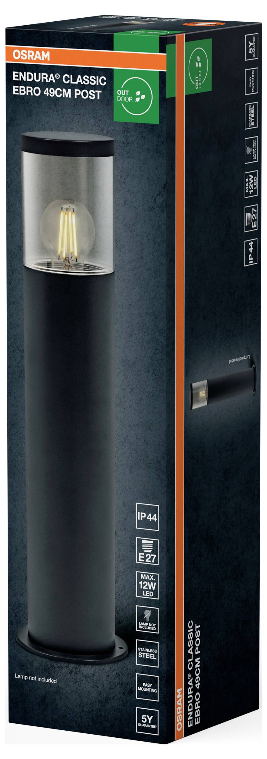 OSRAM HOMELIGHTING Endura Classic Ebro 49cm E27 Dark Gray 4099854446313 LED-Außenwandleuchte