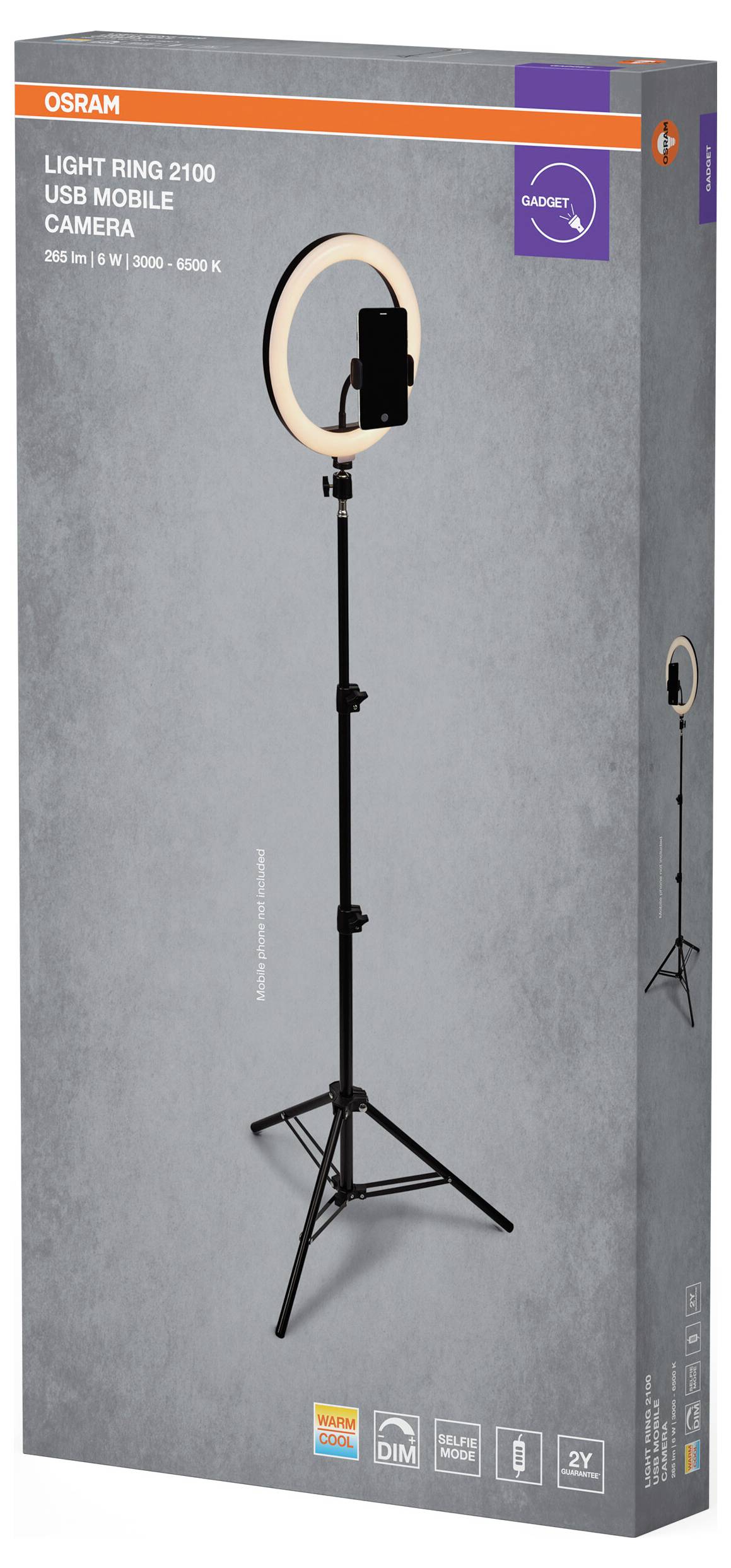 OSRAM HOMELIGHTING Linear LED Mobile Ring Tripod 4099854497636 LED-Ringleuchte 6.00 W Schwarz