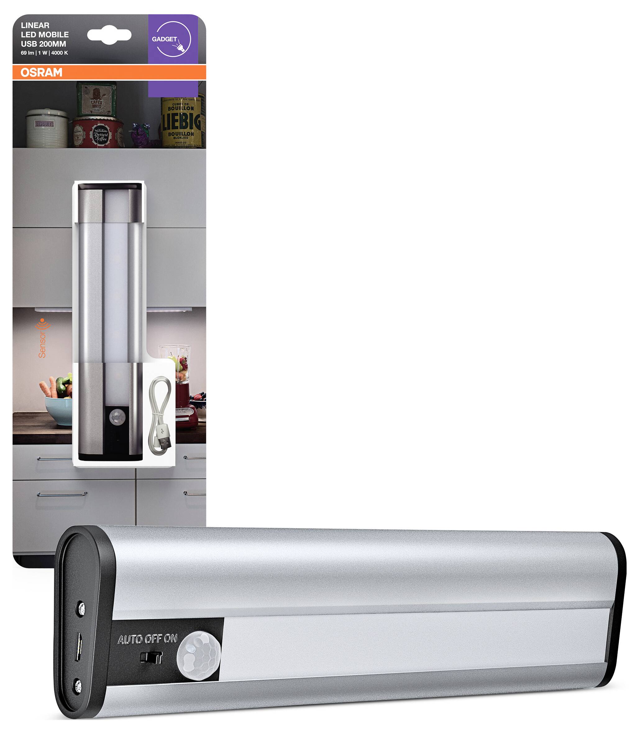 OSRAM HOMELIGHTING Linear LED Mobile USB 200 White LED-Unterbauleuchte Silber