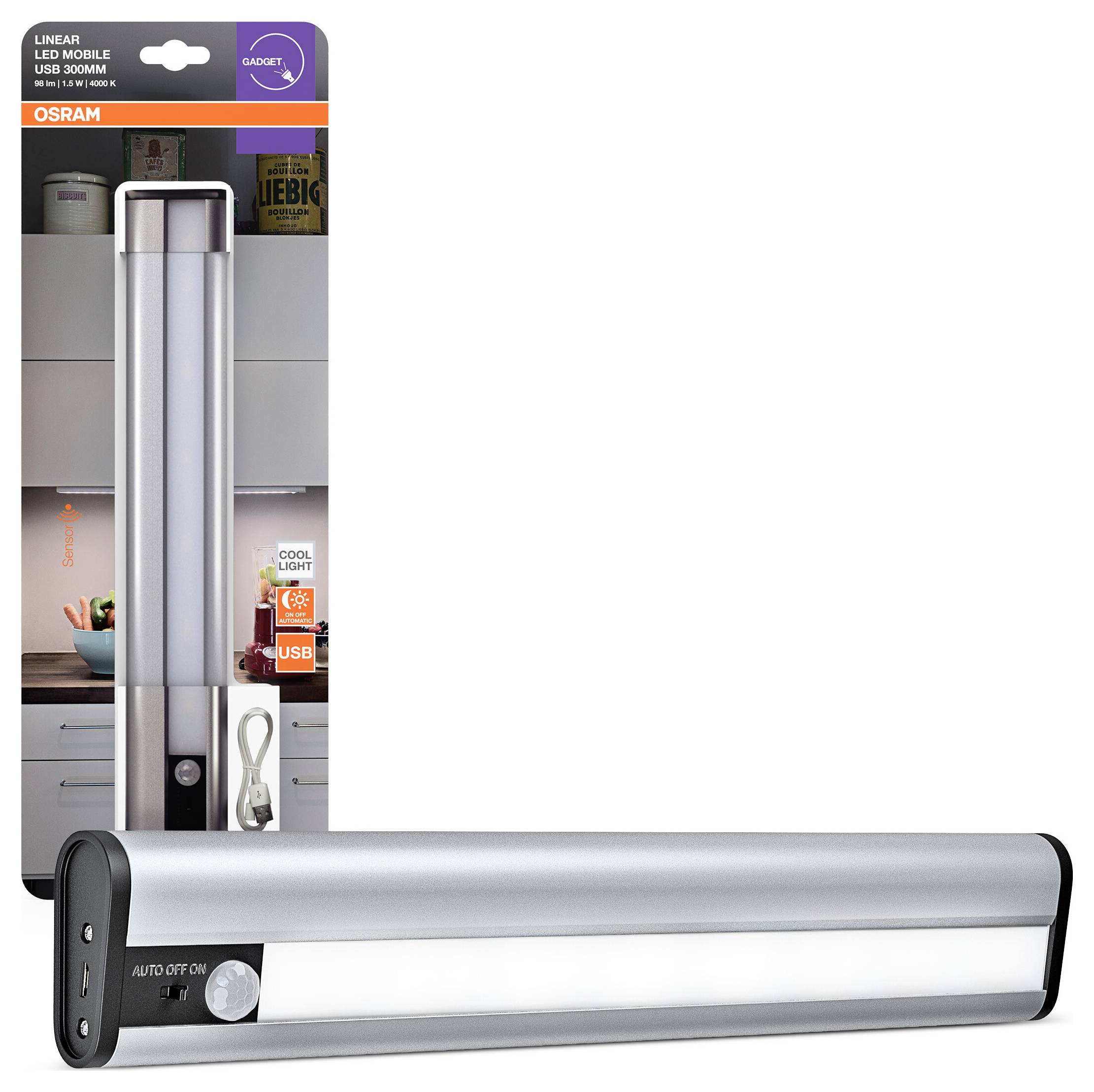 OSRAM HOMELIGHTING Linear LED Mobile USB 300 White LED-Unterbauleuchte Silber