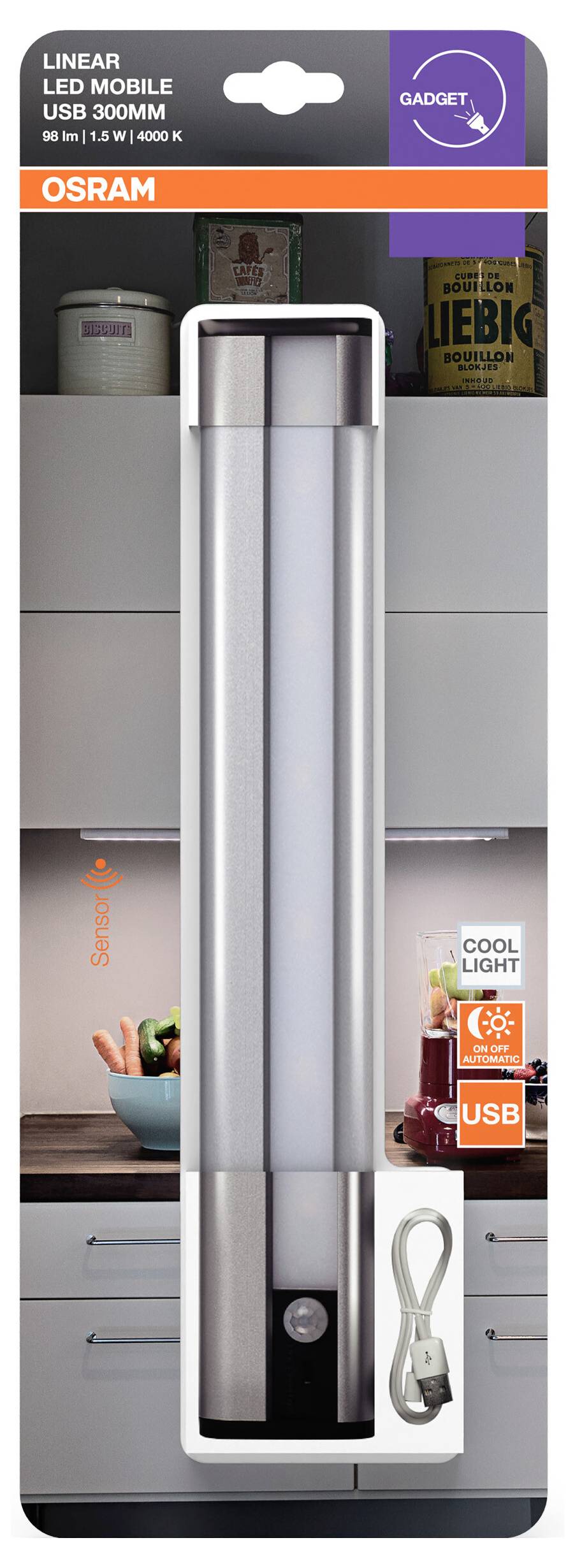 OSRAM HOMELIGHTING Linear LED Mobile USB 300 White LED-Unterbauleuchte Silber