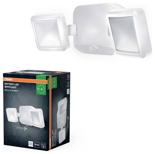 OSRAM Battery LED Spotlight Sensor 10W 4000K IP54 White 4099854497513 Außenstrahler
