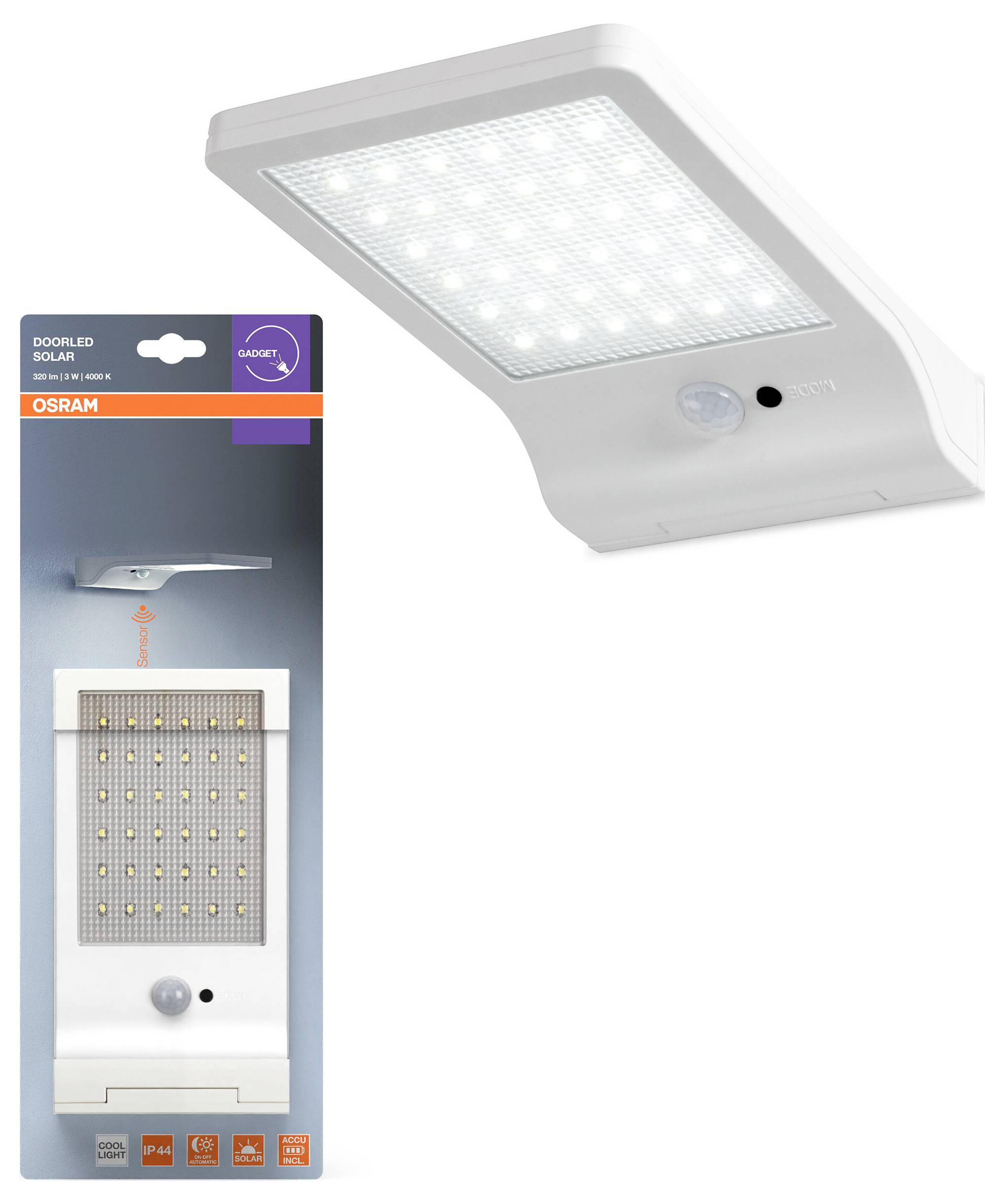 OSRAM HOMELIGHTING DoorLED Solar Sensor 4000K White 4099854531491 LED-Außenwandleuchte