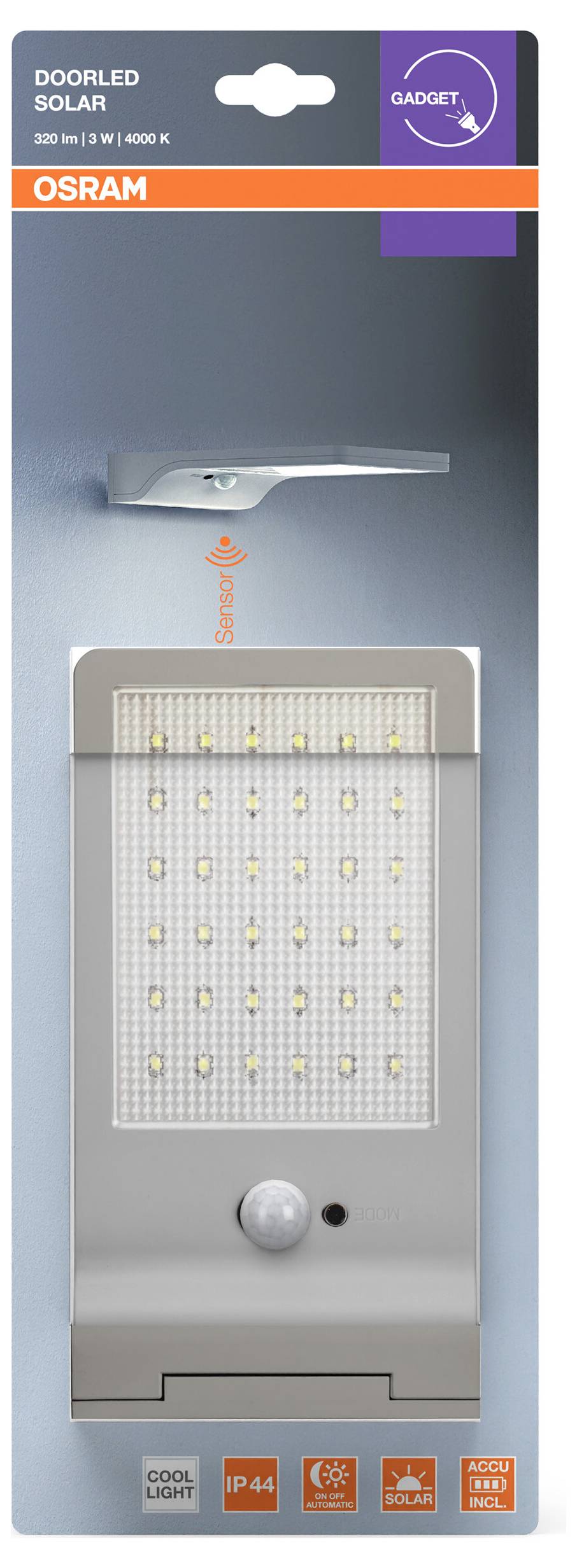 OSRAM HOMELIGHTING DoorLED Solar Sensor 4000K Silver 4099854531453 LED-Außenwandleuchte