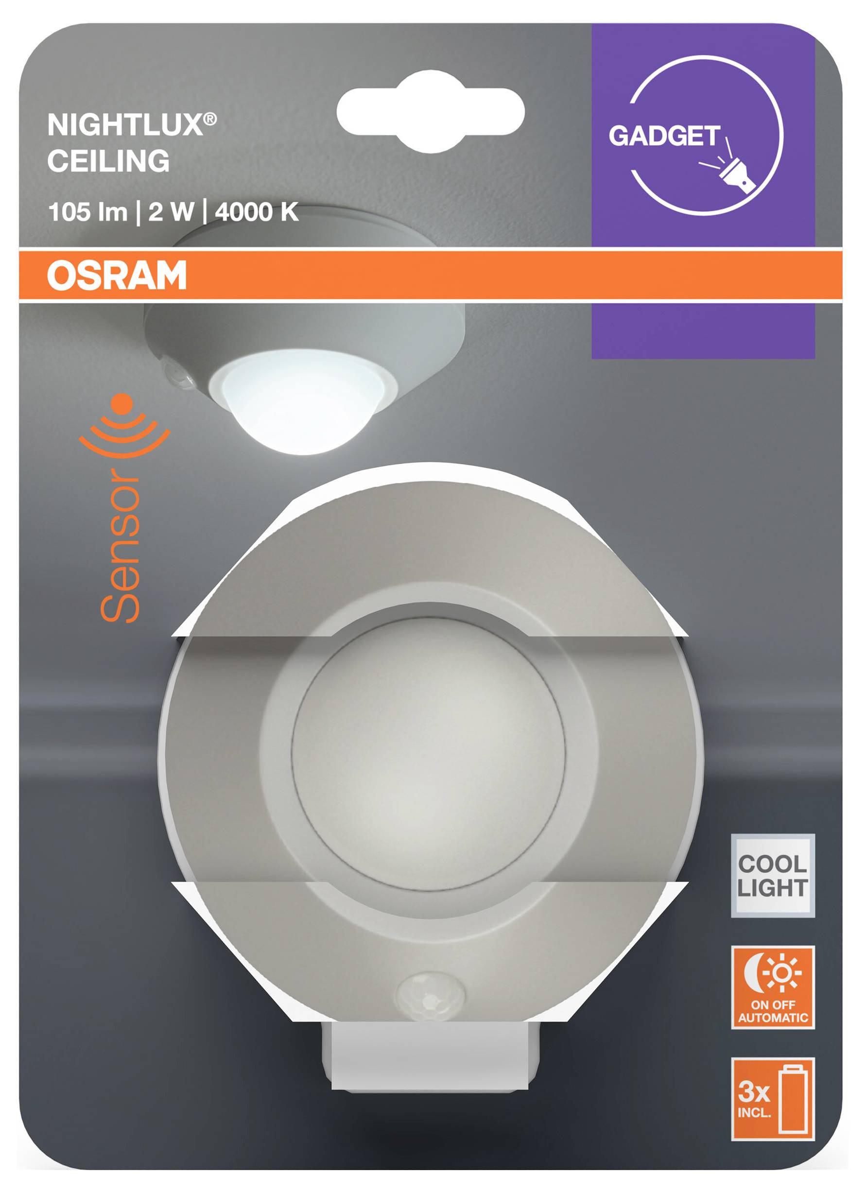 OSRAM HOMELIGHTING NIGHTLUX Ceiling Silver 4099854530777 LED-Nachtlicht Kaltweiß Silver
