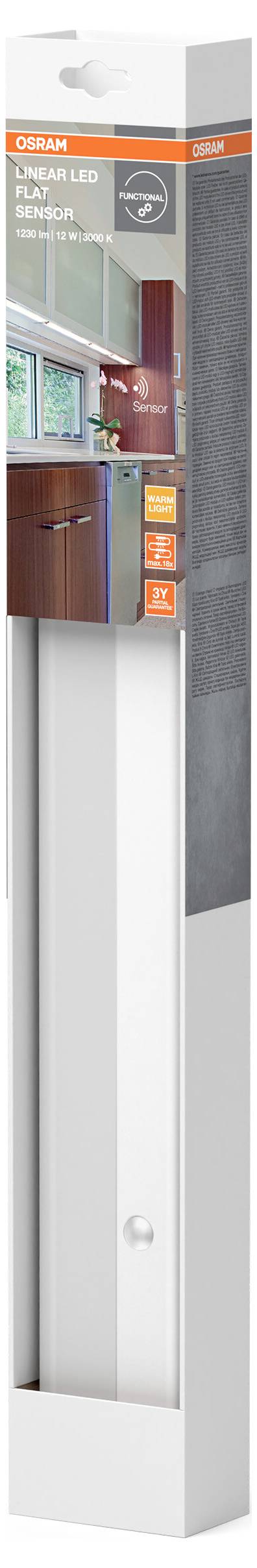 OSRAM HOMELIGHTING Linear LED Flat Sensor 12W 3000K LED-Unterbauleuchte mit Bewegungsmelder