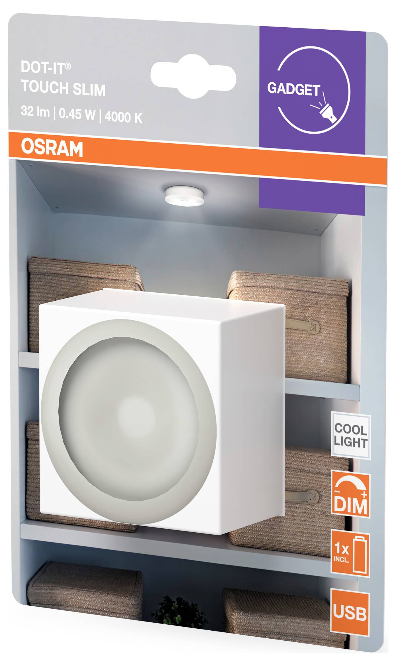 OSRAM HOMELIGHTING DOT-it Touch Slim White 4099854531590 LED-Nachtlicht Kaltweiß Weiß