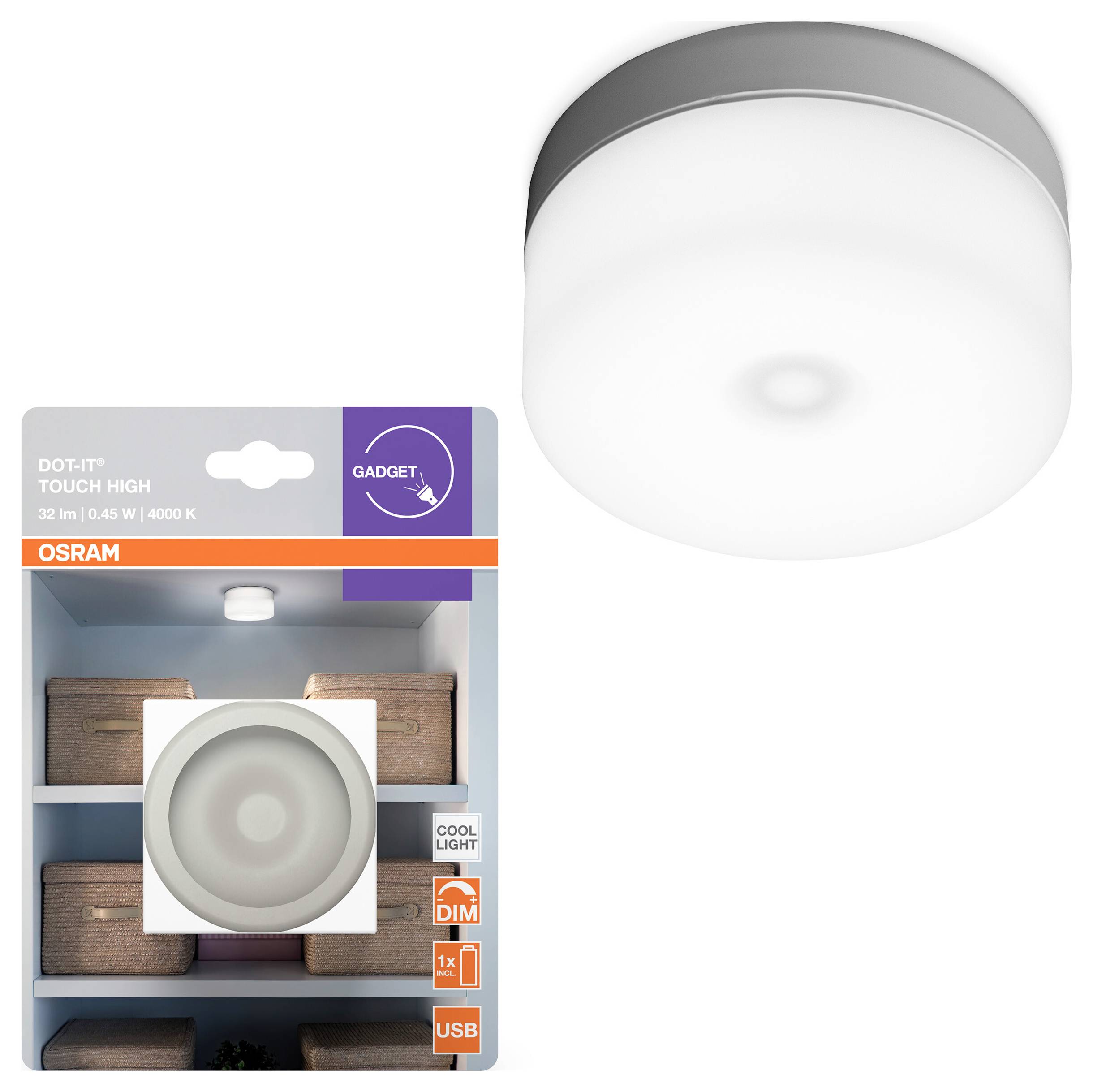 OSRAM HOMELIGHTING DOT-it Touch High White 4099854531538 LED-Nachtlicht Kaltweiß Weiß
