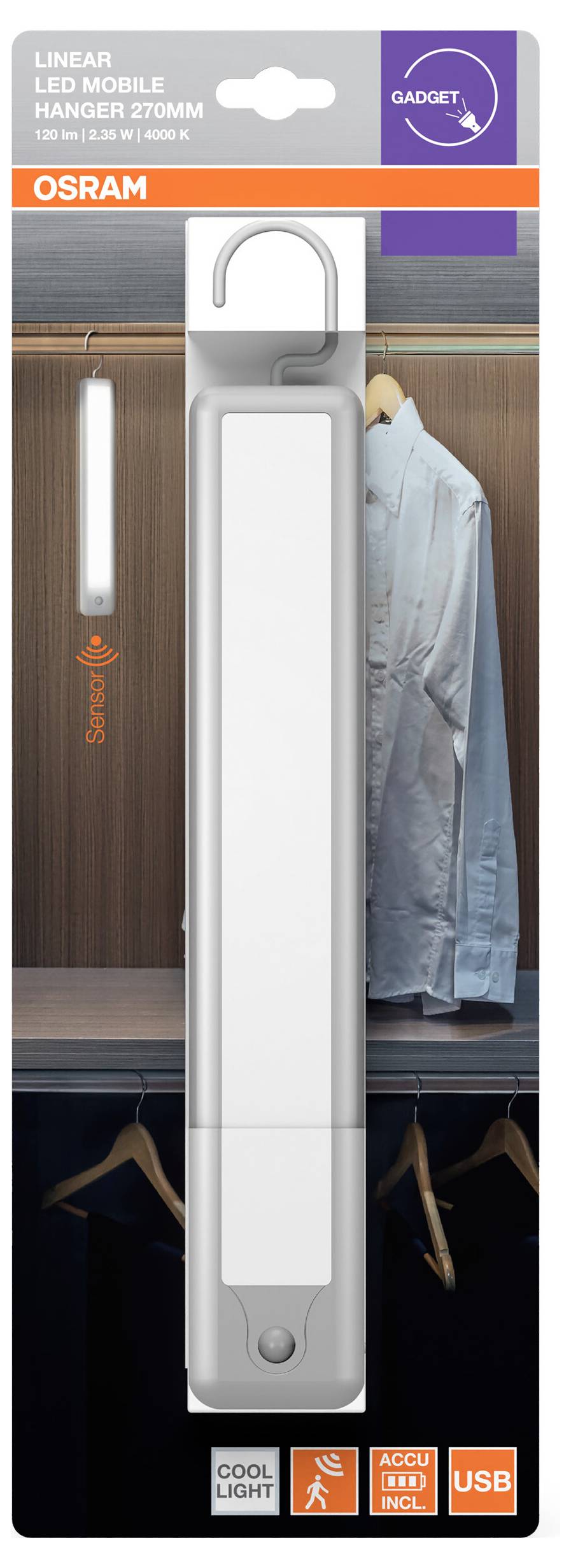 OSRAM HOMELIGHTING LINEARLED MOBILE HANGER 270MM USB WT 4099854532030 LED-Nachtlicht