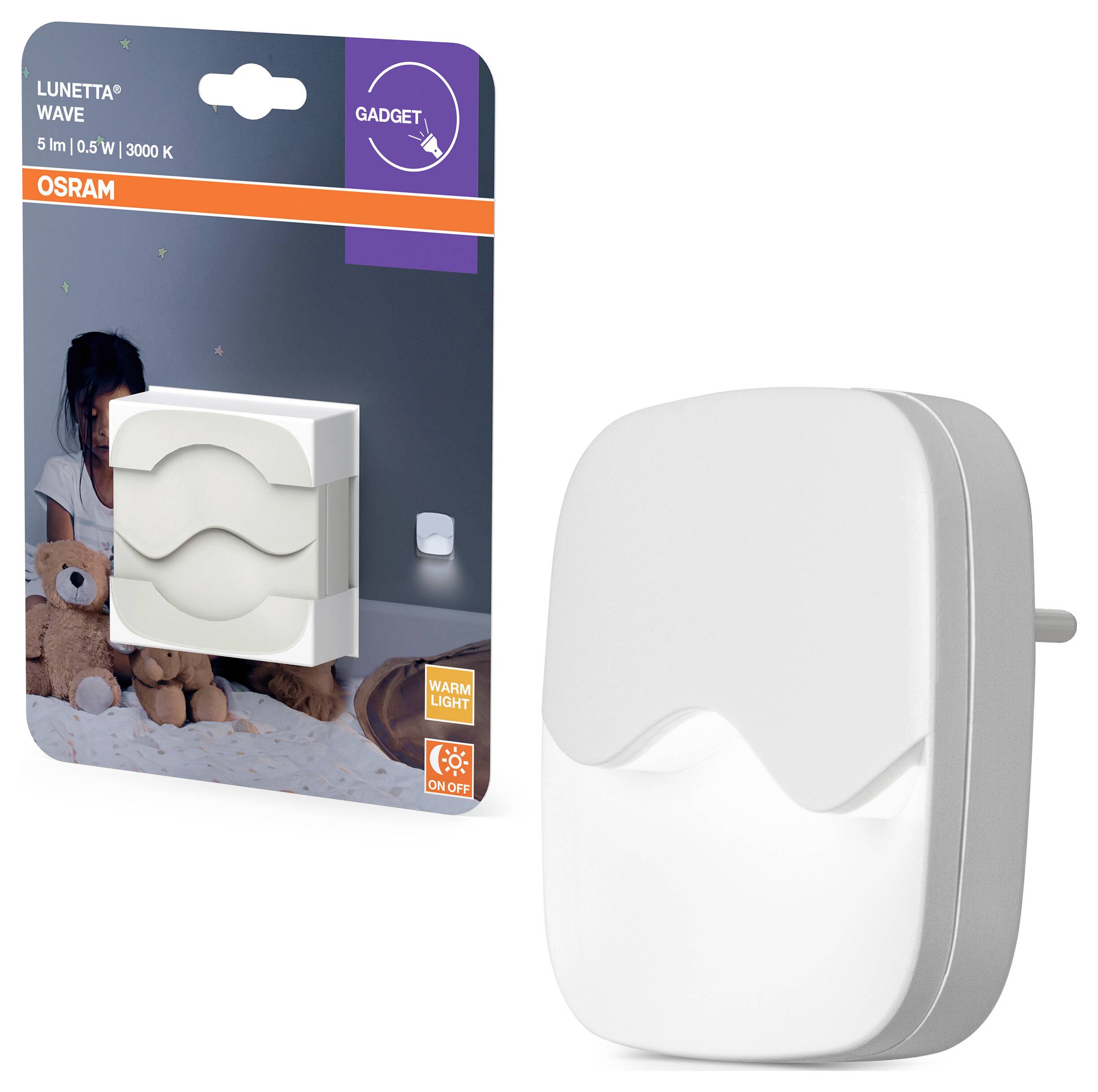 OSRAM HOMELIGHTING LUNETTA Wave White LED-Nachtlicht mit Dämmerungssensor