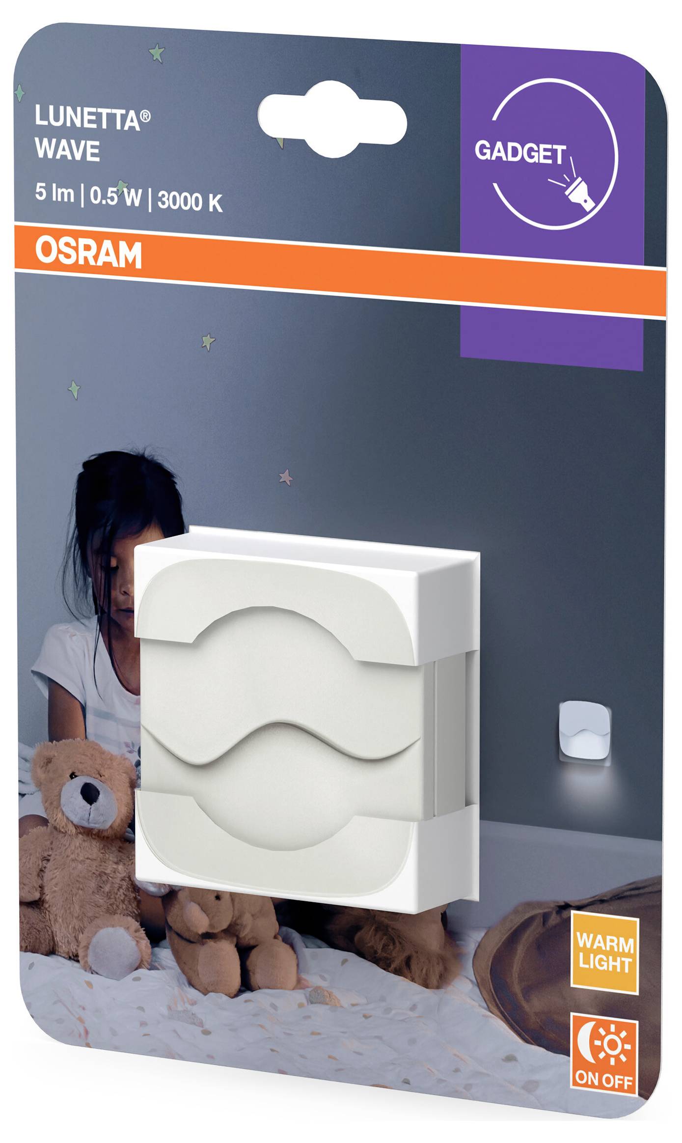 OSRAM HOMELIGHTING LUNETTA Wave White LED-Nachtlicht mit Dämmerungssensor