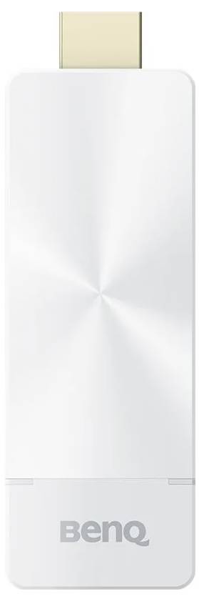 Ein weißer BenQ HDMI-Dongle für drahtloses Streaming mit einem minimalistischen Design.