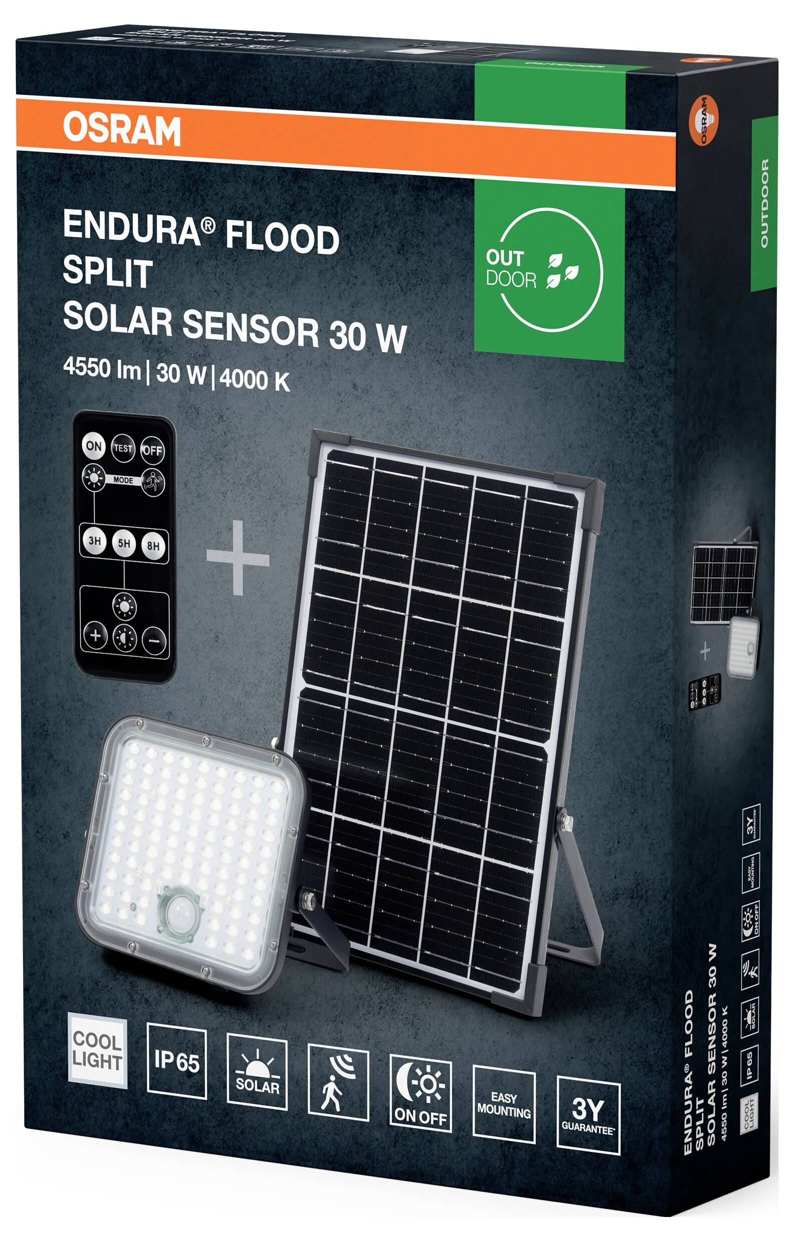 OSRAM HOMELIGHTING 4099854429439 Endura Flood Split Solar Sensor 30W 840 Remote control Solar-Gartenstrahler 30W