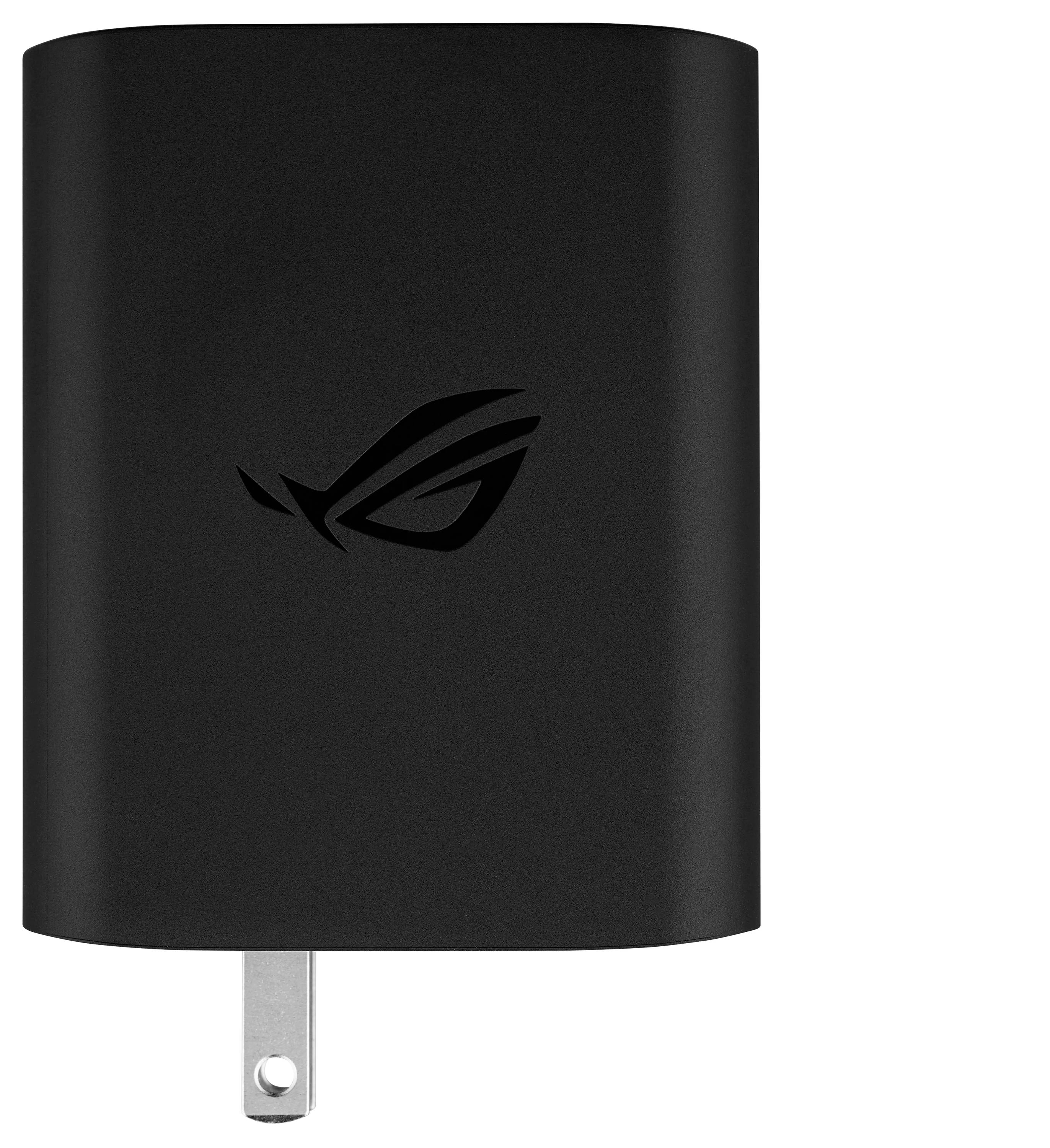 Ein schwarzes Wandladegerät mit elegantem Design, das ein abstraktes Logo auf der Vorderseite trägt und auf eine Marke hinweist, die mit Spielgeräten in Verbindung steht.
