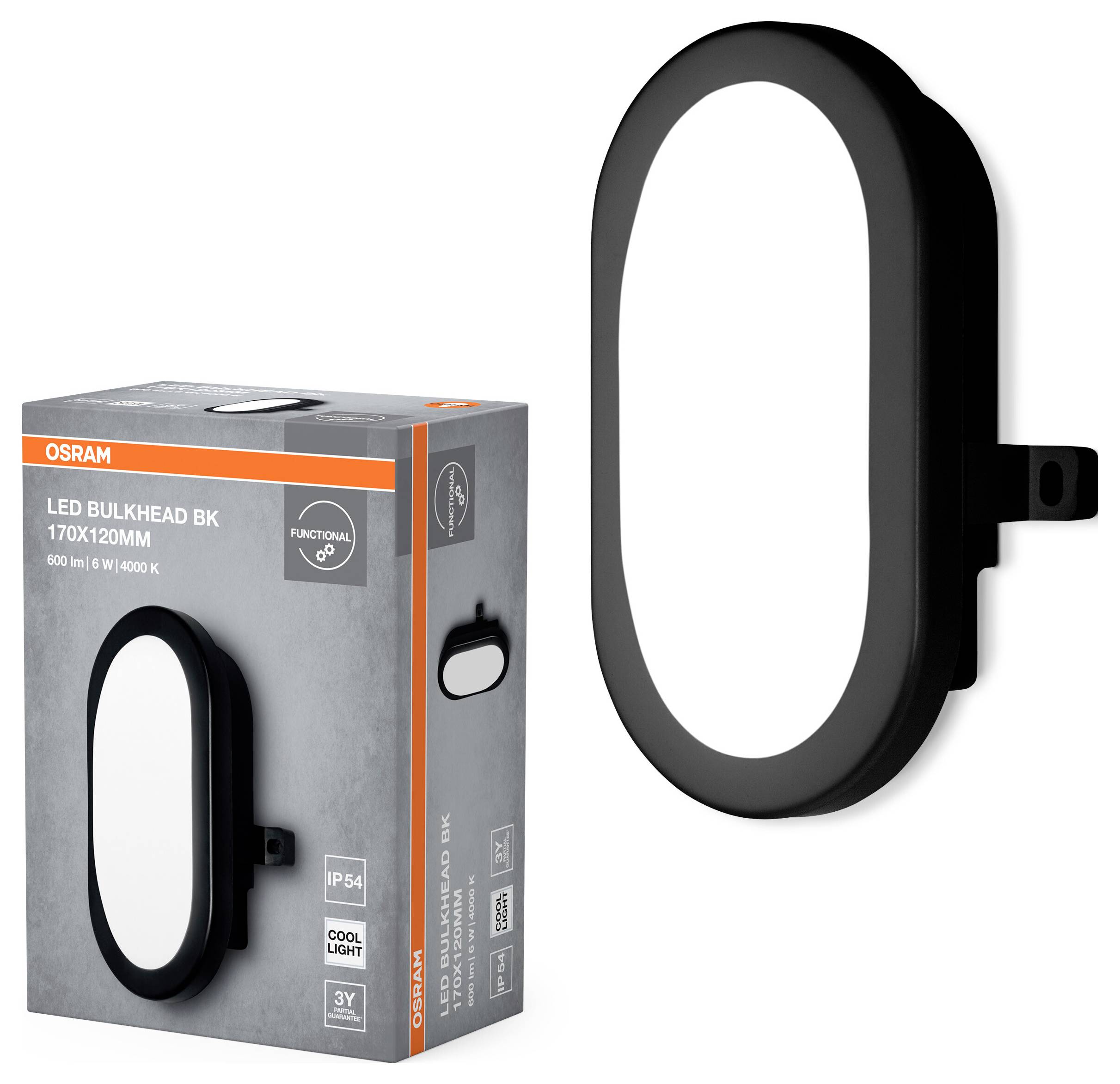 OSRAM HOMELIGHTING LED Bulkhead 6W 4000K Black LED-Wandleuchte