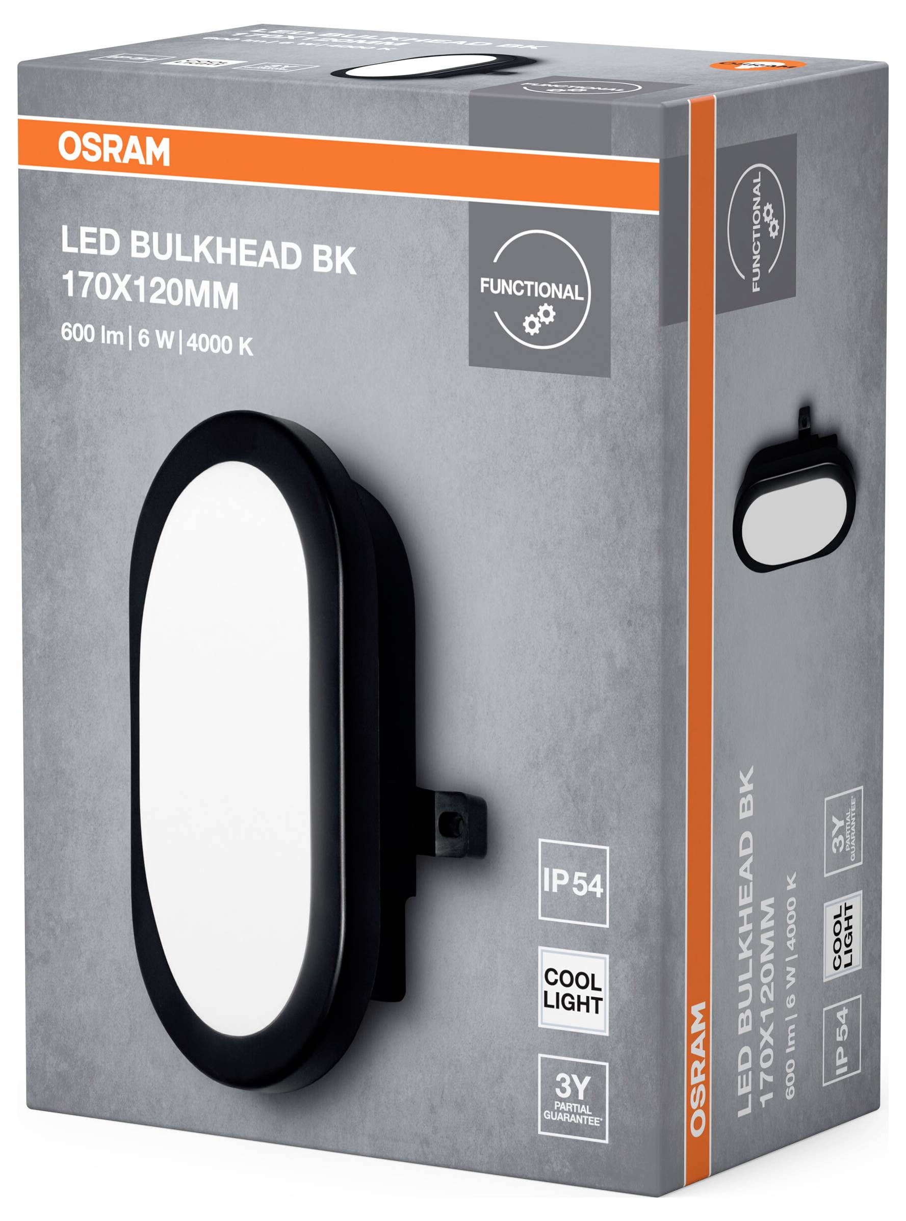 OSRAM HOMELIGHTING LED Bulkhead 6W 4000K Black LED-Wandleuchte