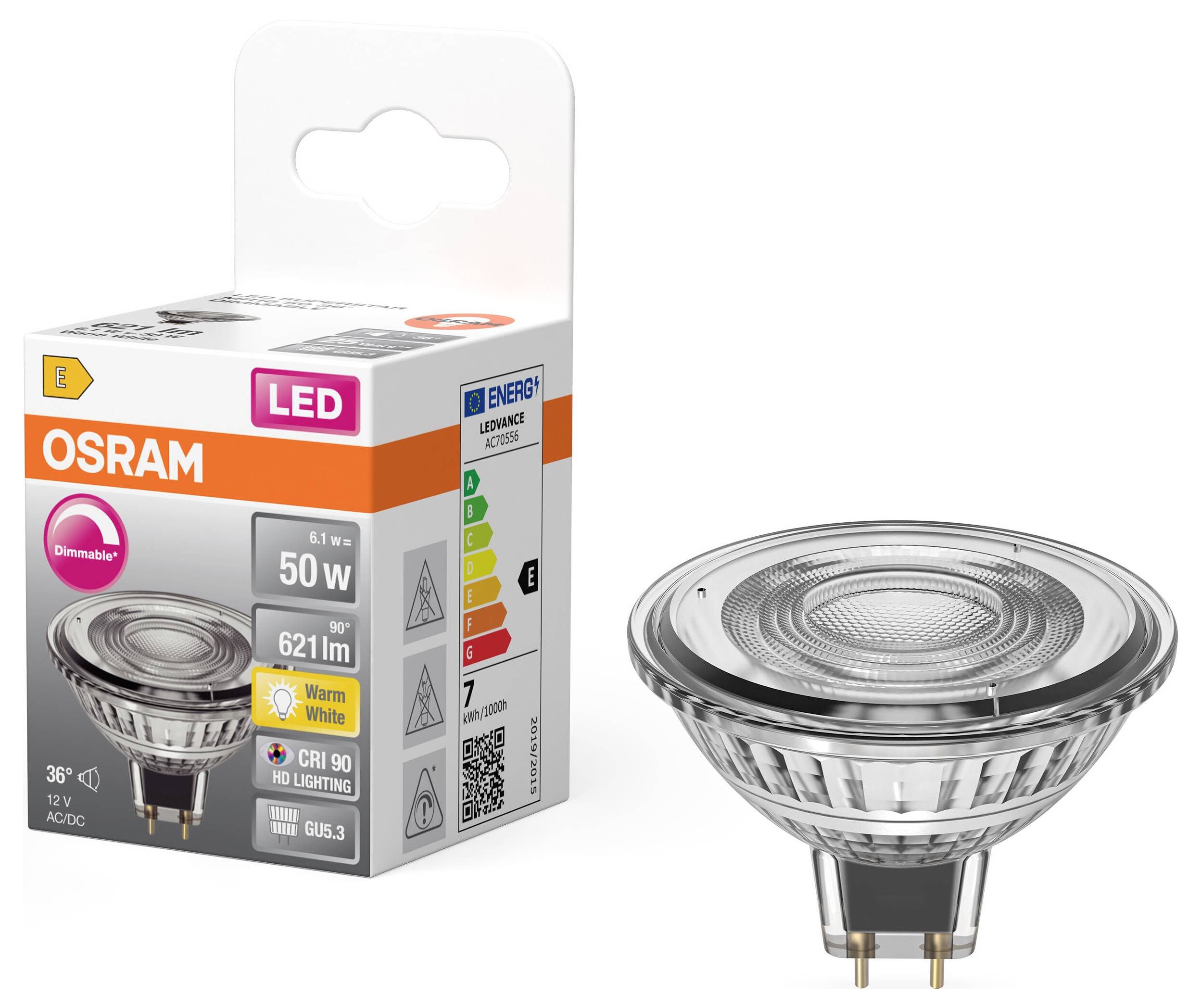 OSRAM HOMELIGHTING 4099854456893 LED-Reflektorlampe EEK E (A - G) GU5.3 6.1 W Warmweiß (Ø x H) 50.00 mm x 50.00 mm 1 St.