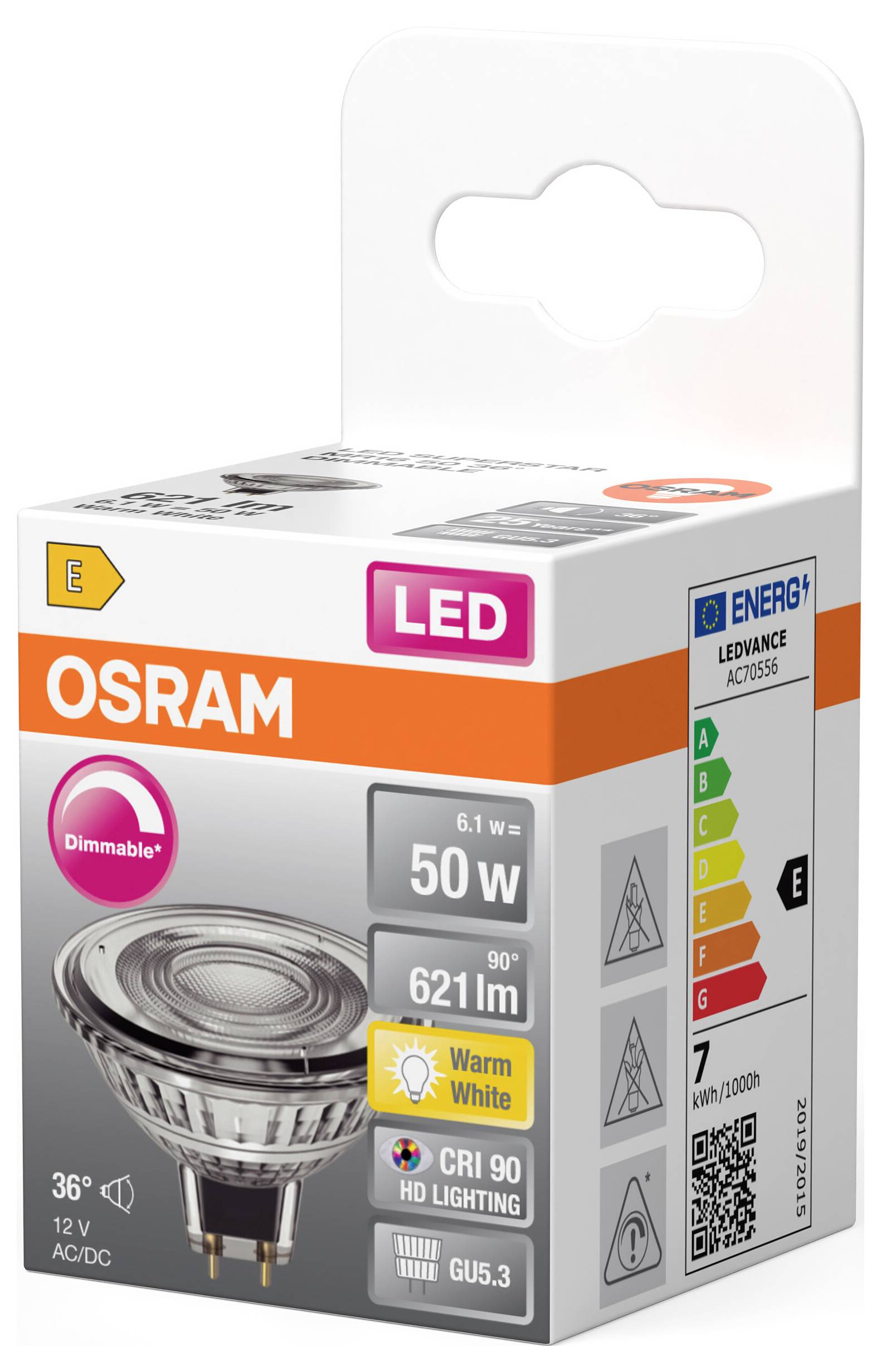 OSRAM HOMELIGHTING 4099854456893 LED-Reflektorlampe EEK E (A - G) GU5.3 6.1W Warmweiß (Ø x H) 50.00mm x 50.00mm 1St.