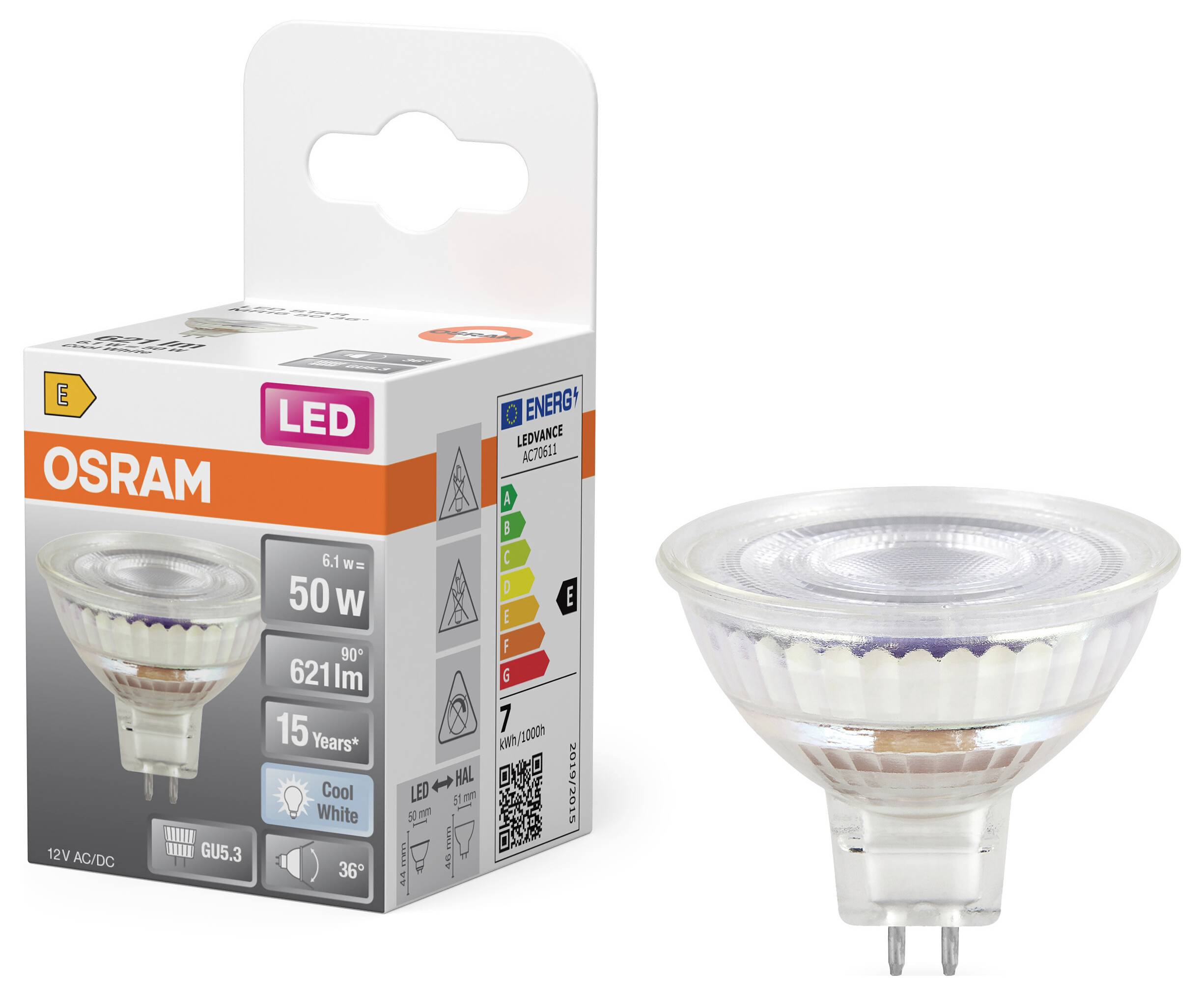 OSRAM HOMELIGHTING 4099854458446 LED-Reflektorlampe EEK E (A - G) GU5.3 6.1W Kaltweiß (Ø x H) 50.00mm x 50.00mm 1St.