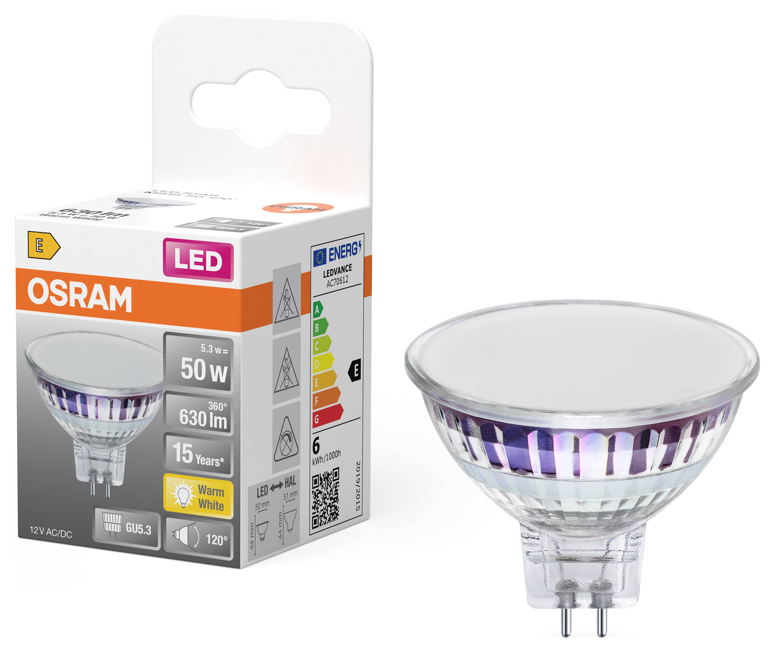 OSRAM HOMELIGHTING 4099854458460 LED-Reflektorlampe EEK E (A - G) GU5.3 5.3W Warmweiß (Ø x H) 50.00mm x 50.00mm 1St.