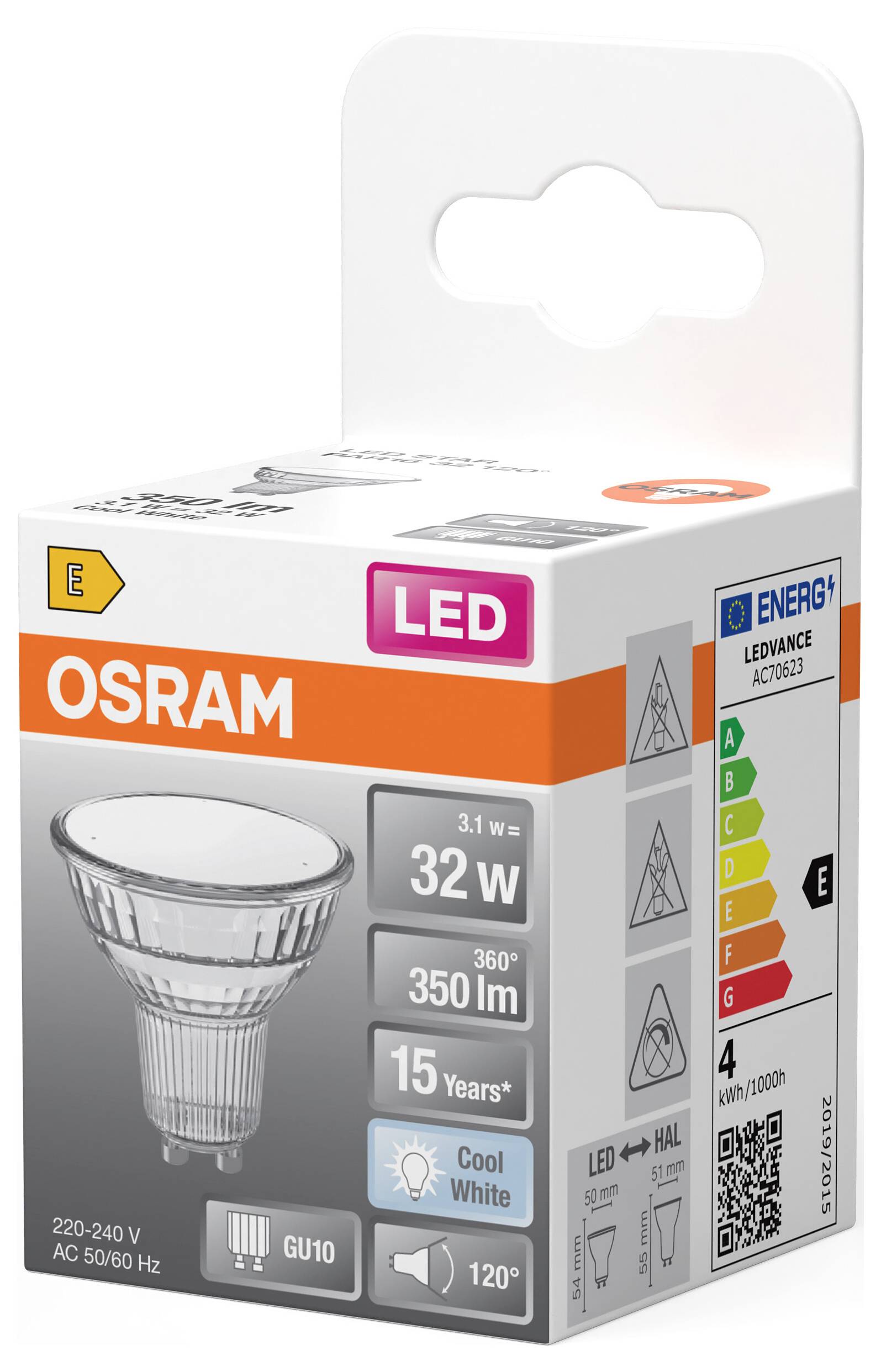 OSRAM HOMELIGHTING 4099854458682 LED-Reflektorlampe EEK E (A - G) GU10 3.1 W Kaltweiß (Ø x H) 50.00 mm x 50.00 mm 1 St.