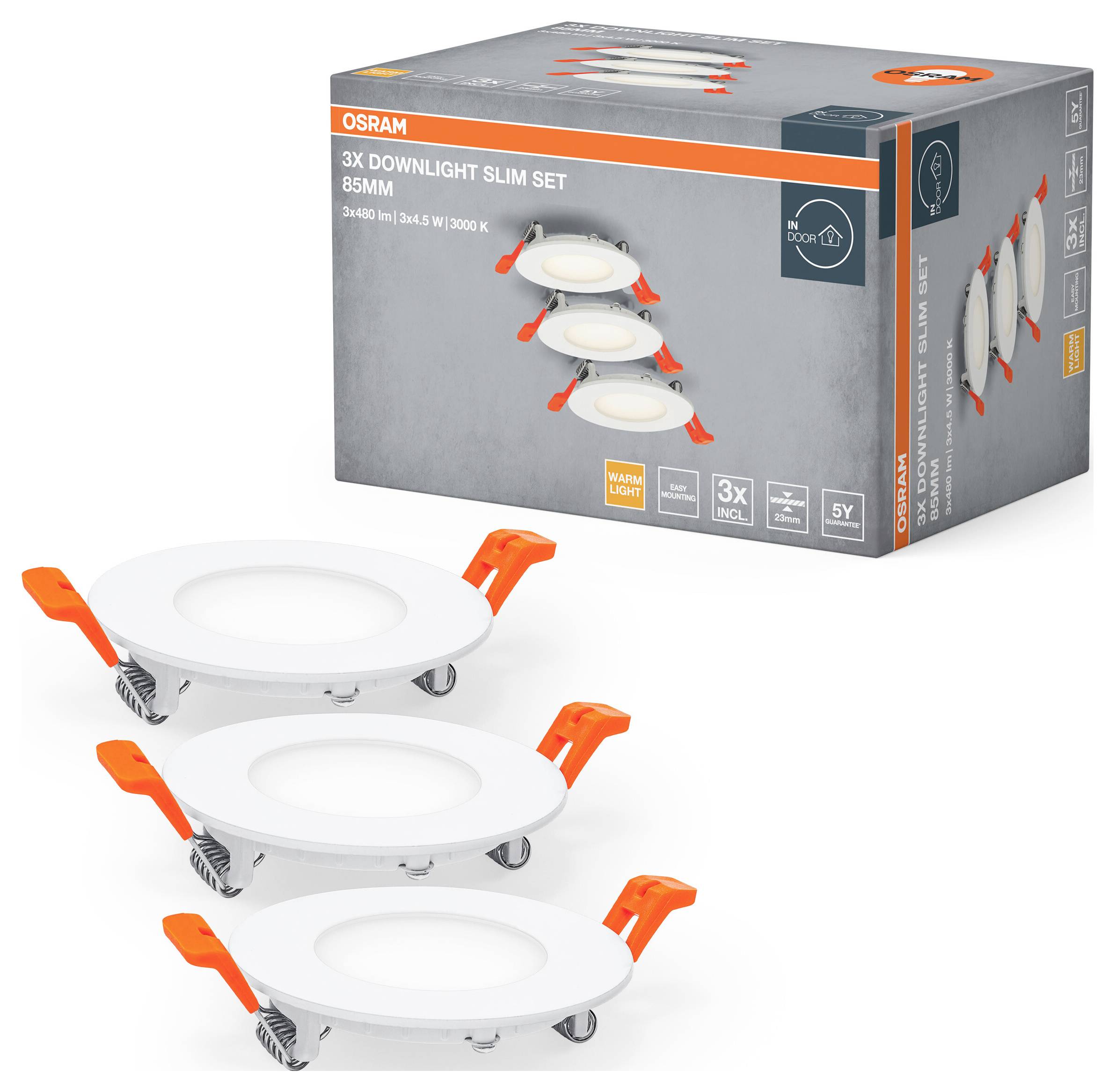 OSRAM HOMELIGHTING Downlight Slim Set 3 x 85mm 3000K 4099854445866 LED-Außenwandleuchte 4.50W Weiß