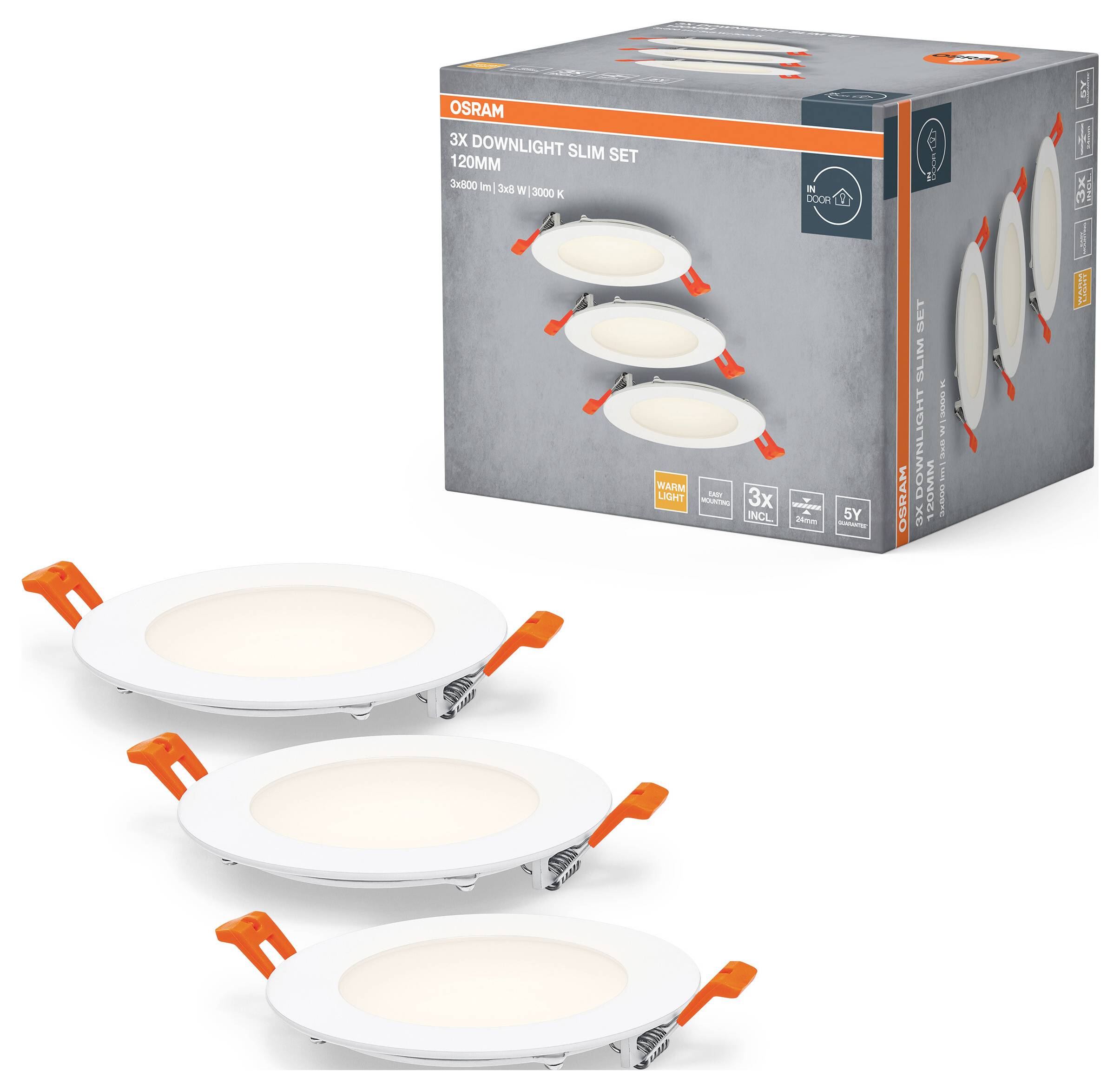 OSRAM HOMELIGHTING Downlight Slim Set 3 x 120mm 3000K 4099854445903 LED-Außenwandleuchte 8.00W Weiß