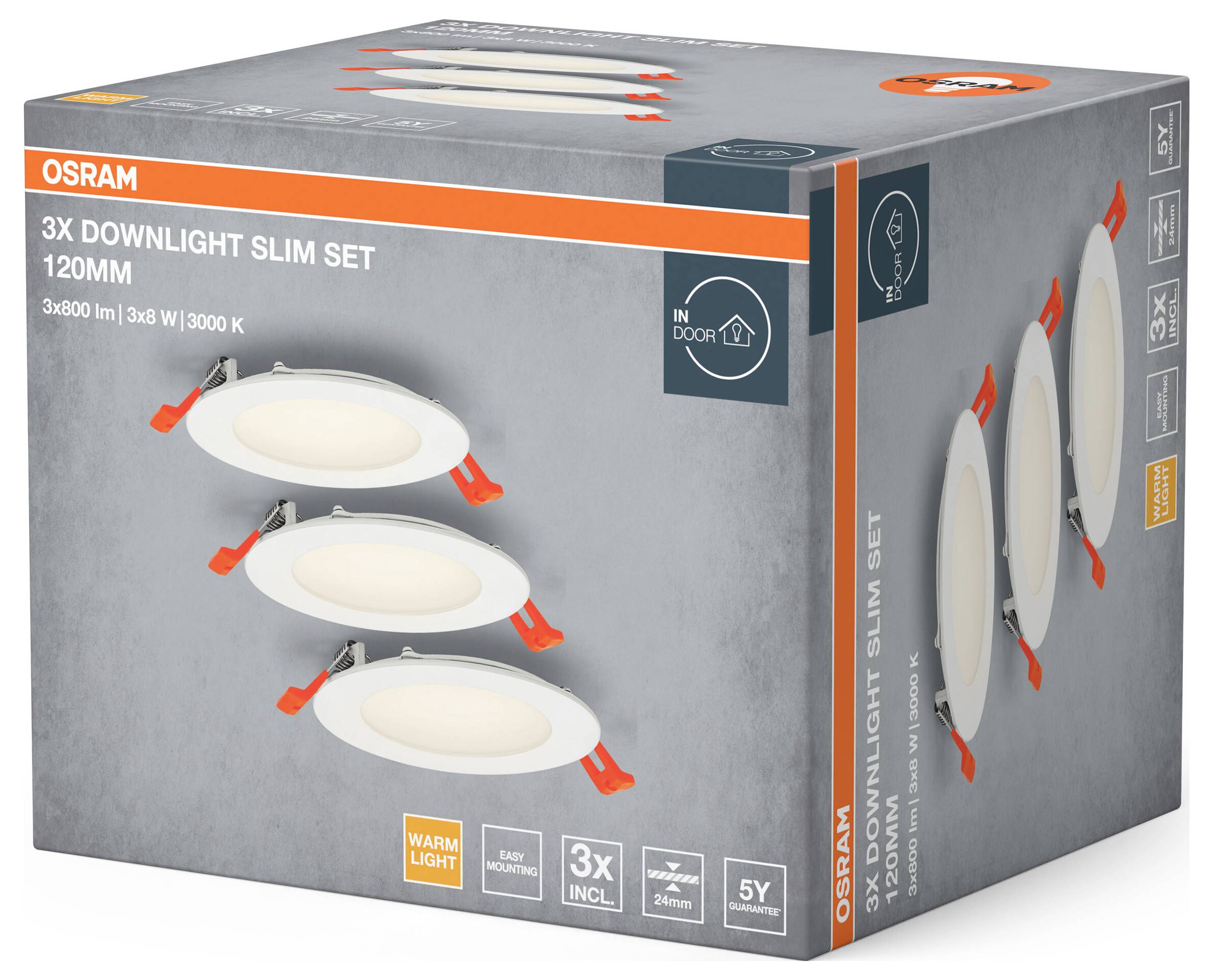 OSRAM HOMELIGHTING Downlight Slim Set 3 x 120mm 3000K 4099854445903 LED-Außenwandleuchte 8.00 W Weiß